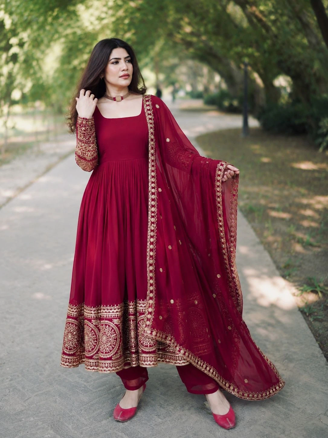 Designer Fox Georgette Gown Set