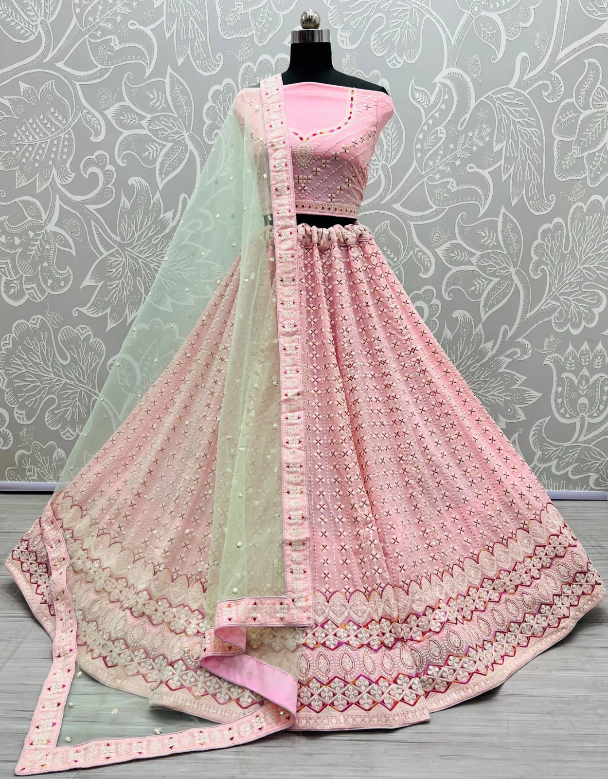Designer Georgette Embroidered Lehenga Choli A2311-A