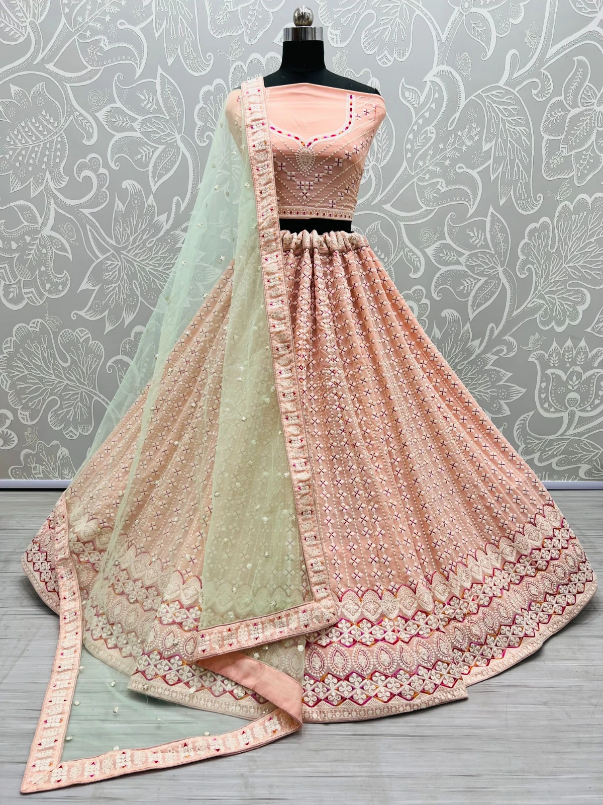 Designer Georgette Embroidered Lehenga Choli A2311-A