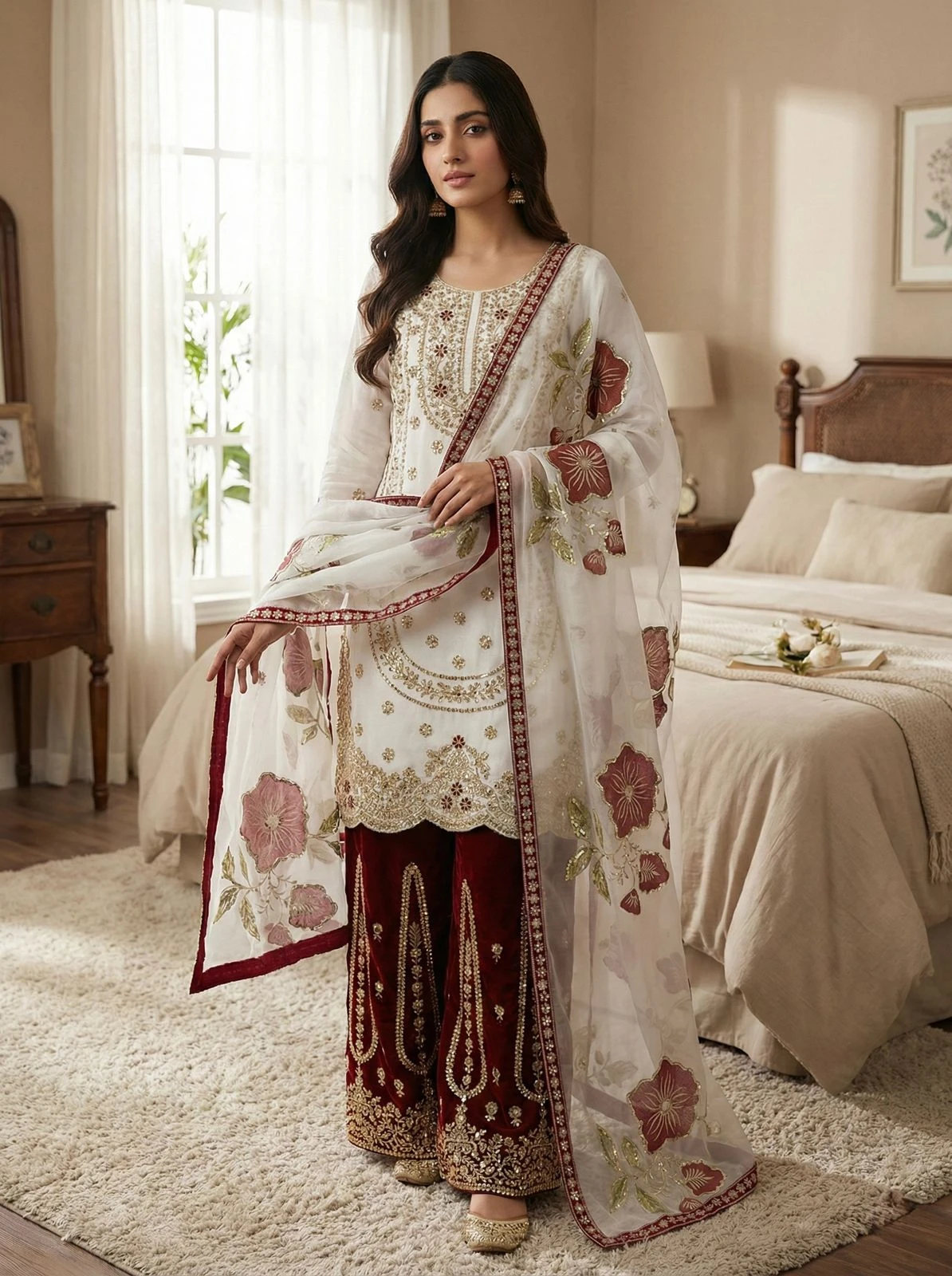 Designer GMY Silk Embroidery Sequence Work Palazzo Set Collection