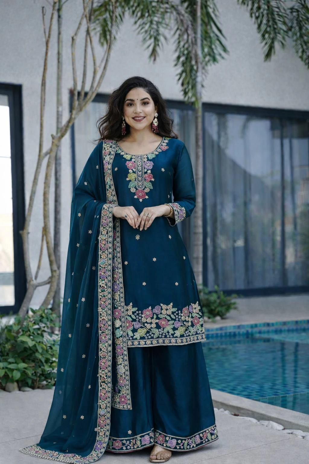 Designer Jimi Cho Palazzo Set With Dupatta