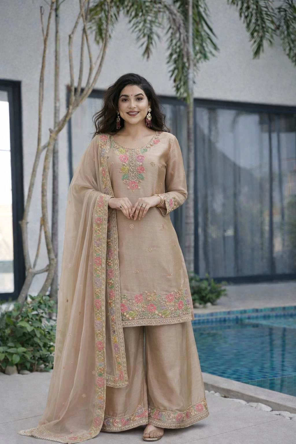 Designer Jimi Cho Palazzo Set With Dupatta