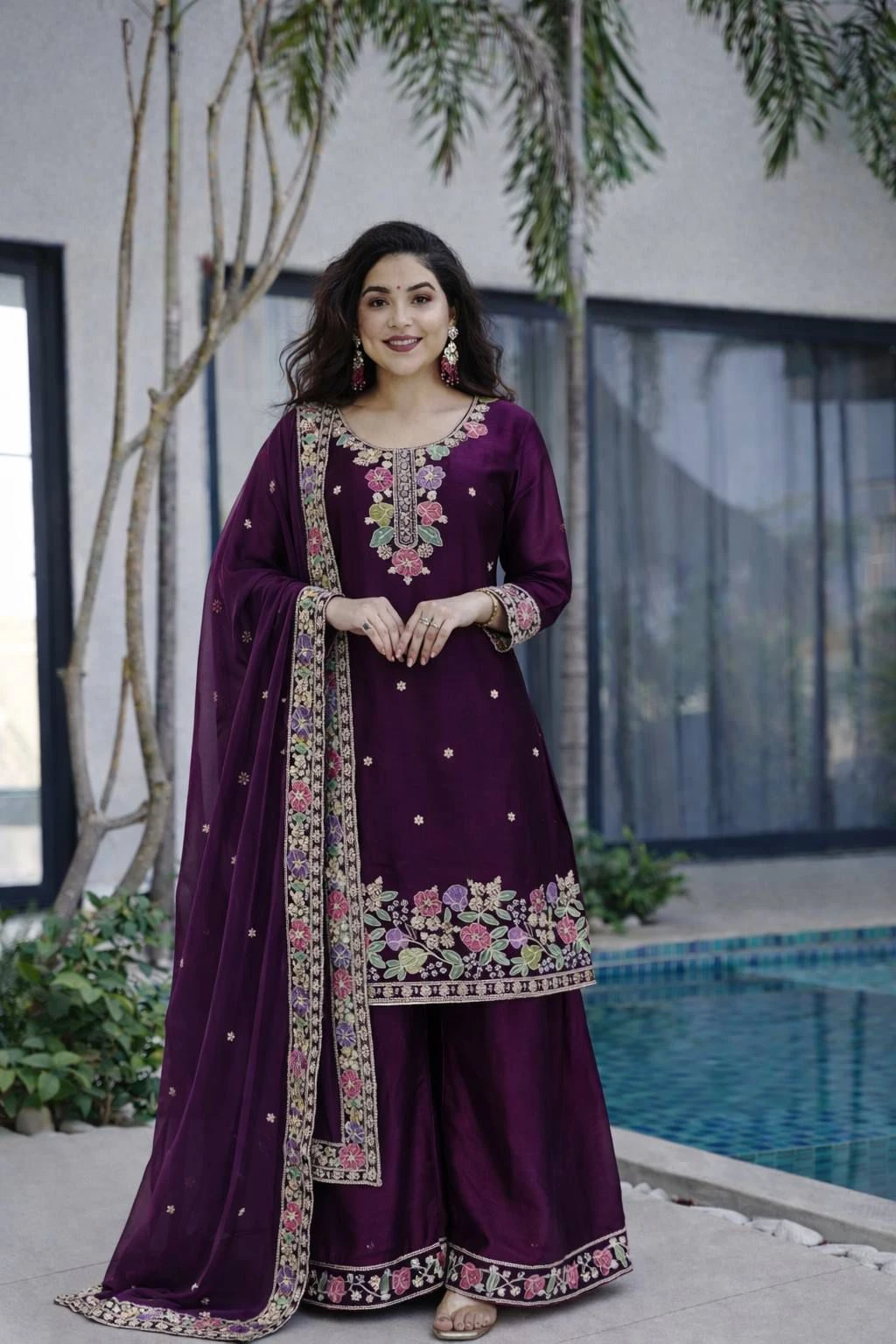 Designer Jimi Cho Palazzo Set With Dupatta