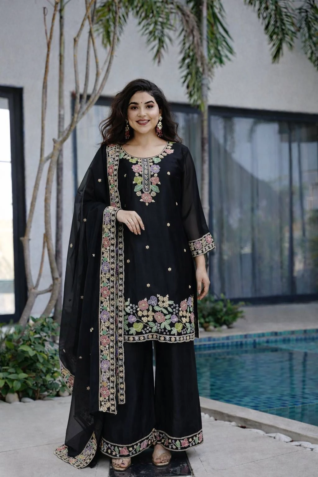 Designer Jimi Cho Palazzo Set With Dupatta