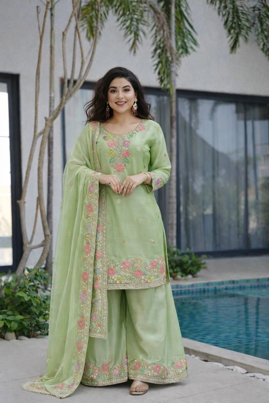 Designer Jimi Cho Palazzo Set With Dupatta