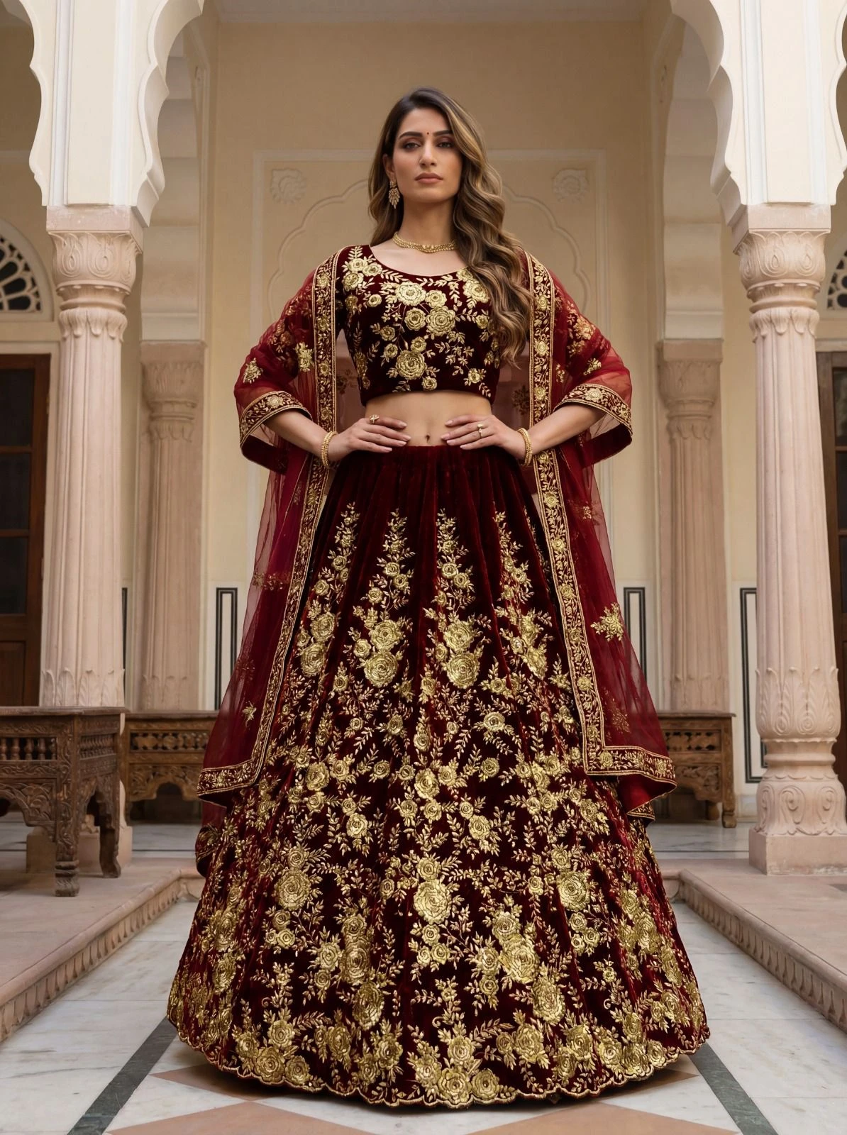 Designer Multi Thread Embroidered Lehenga Choli