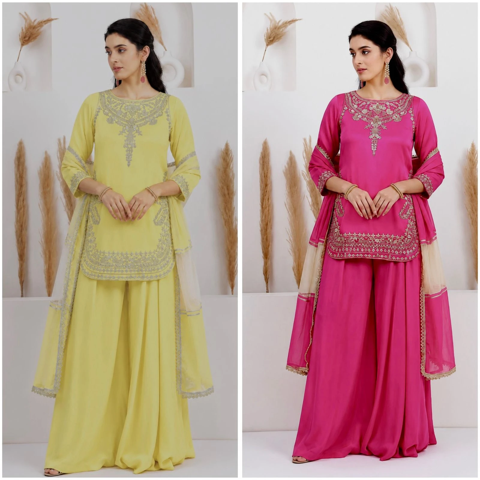 Designer Natural Crepe Silk Apple Cut Plazzo Set