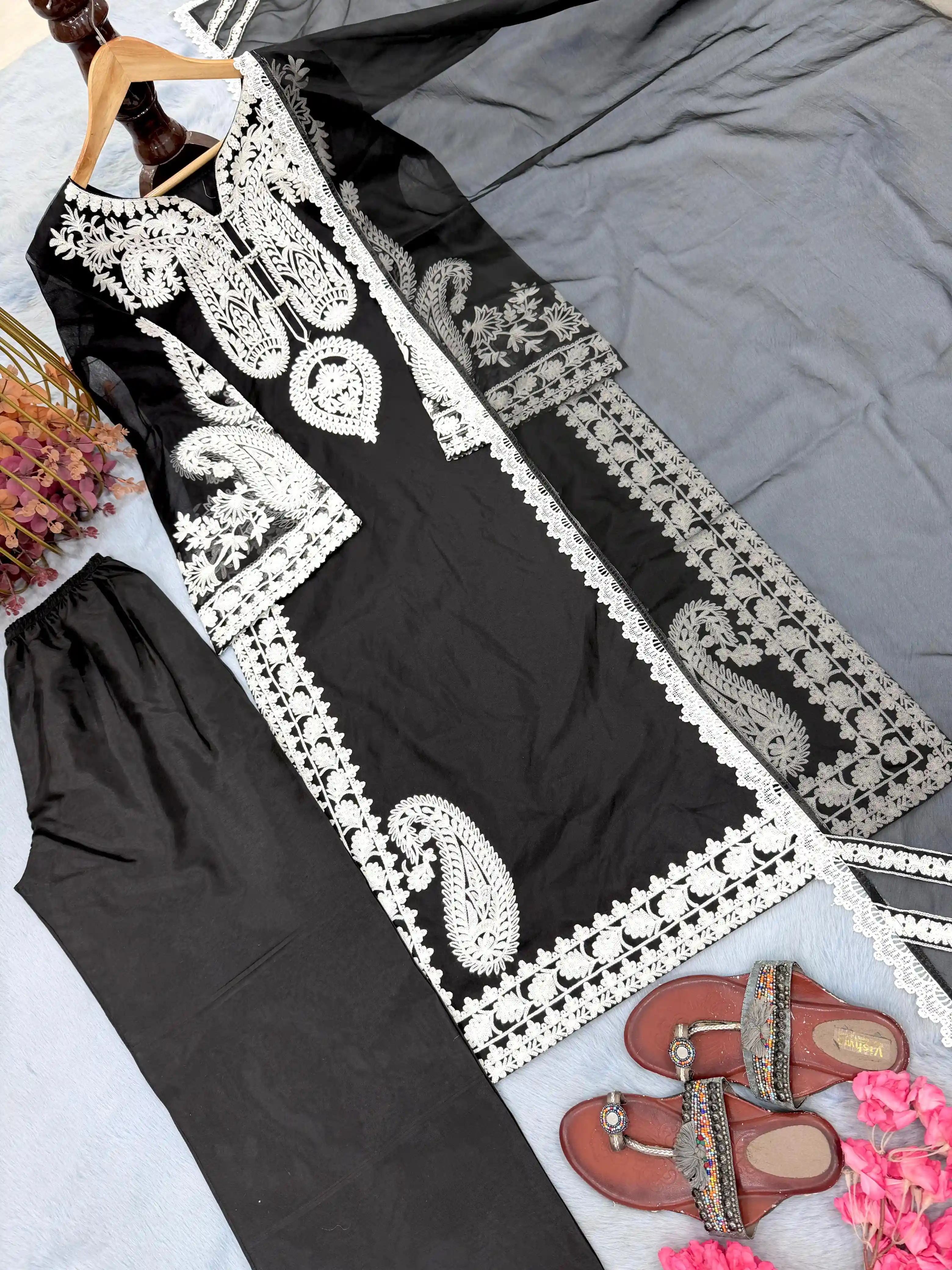 Designer Organza Silk Palazzo Set