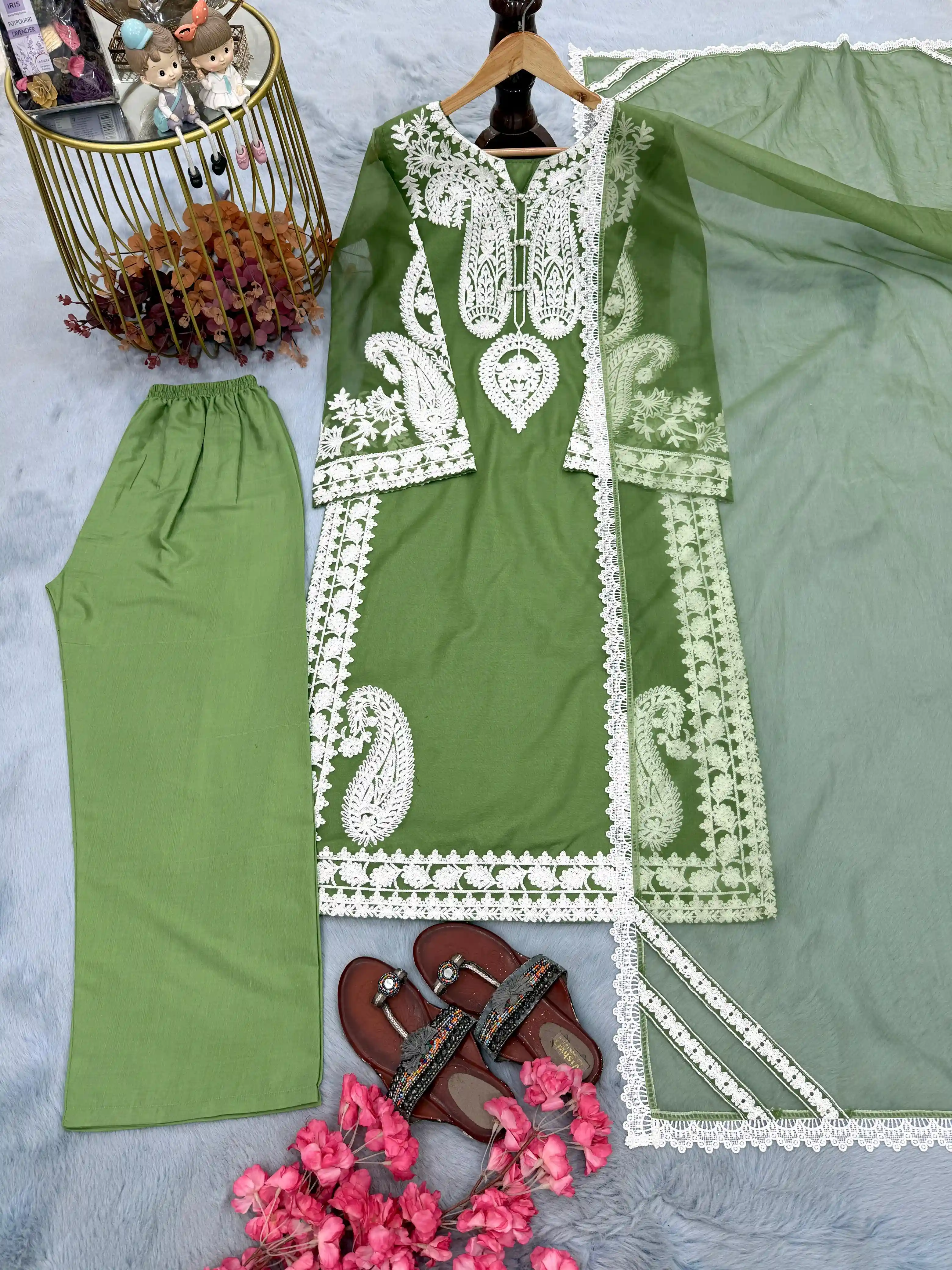 Designer Organza Silk Palazzo Set