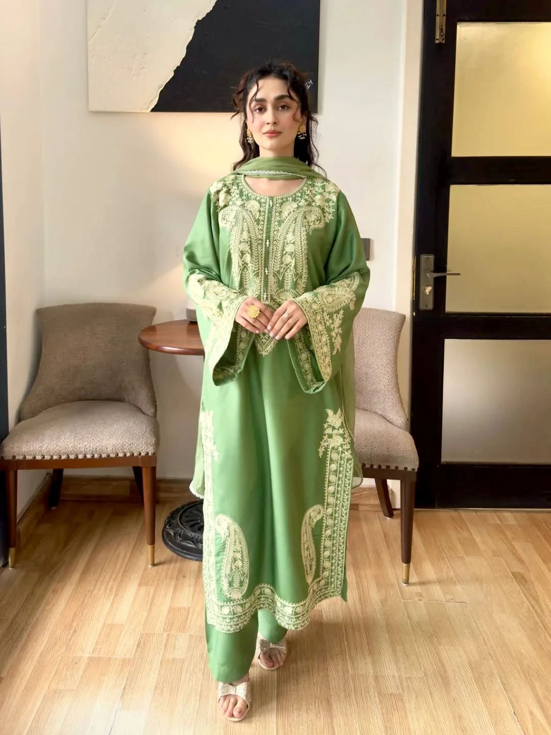 Designer Organza Silk Palazzo Set