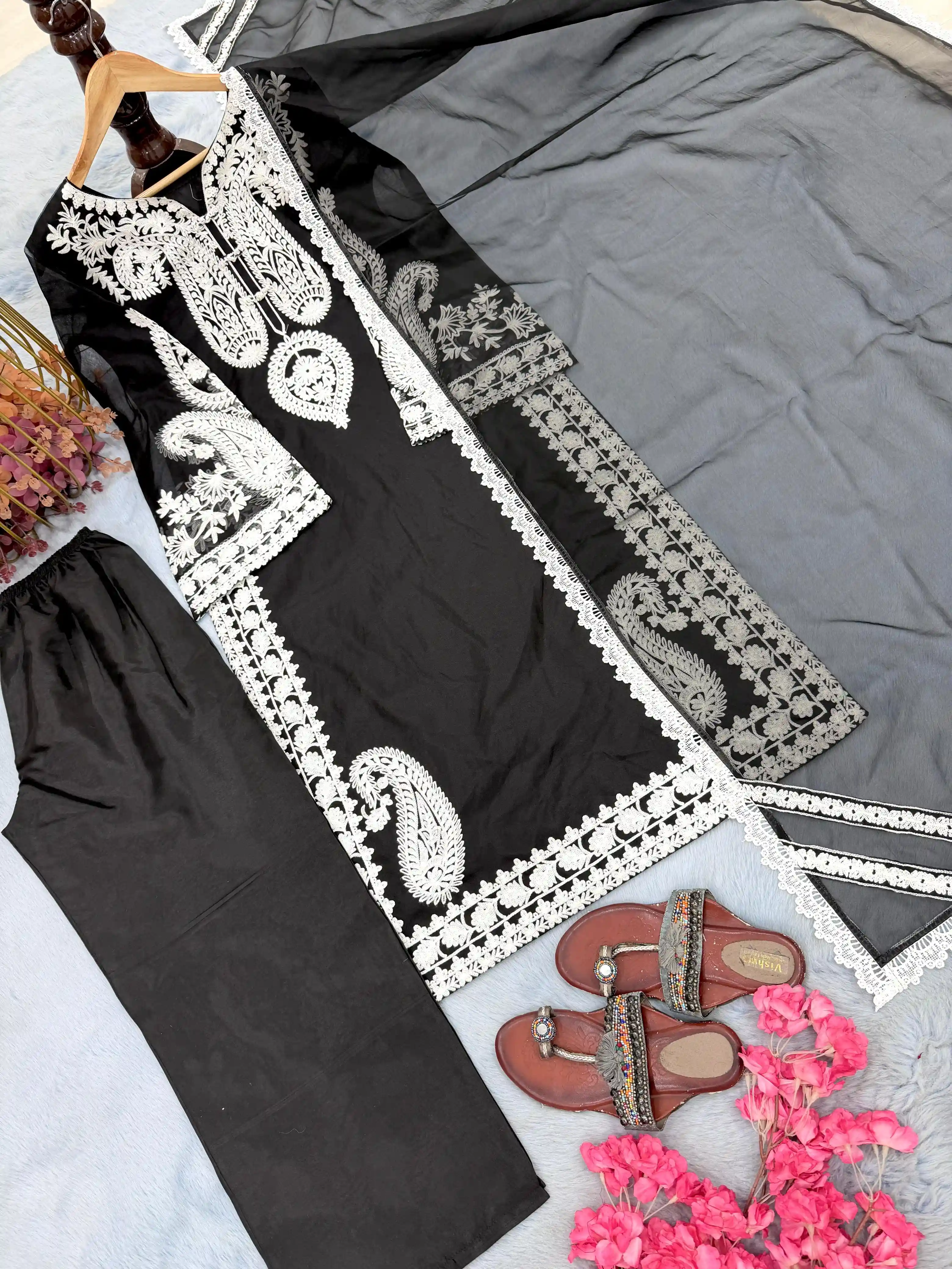 Designer Organza Silk Palazzo Set