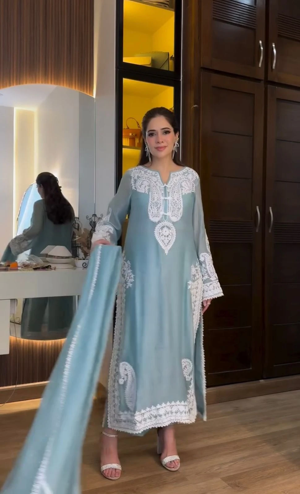 Designer Organza Silk Palazzo Set