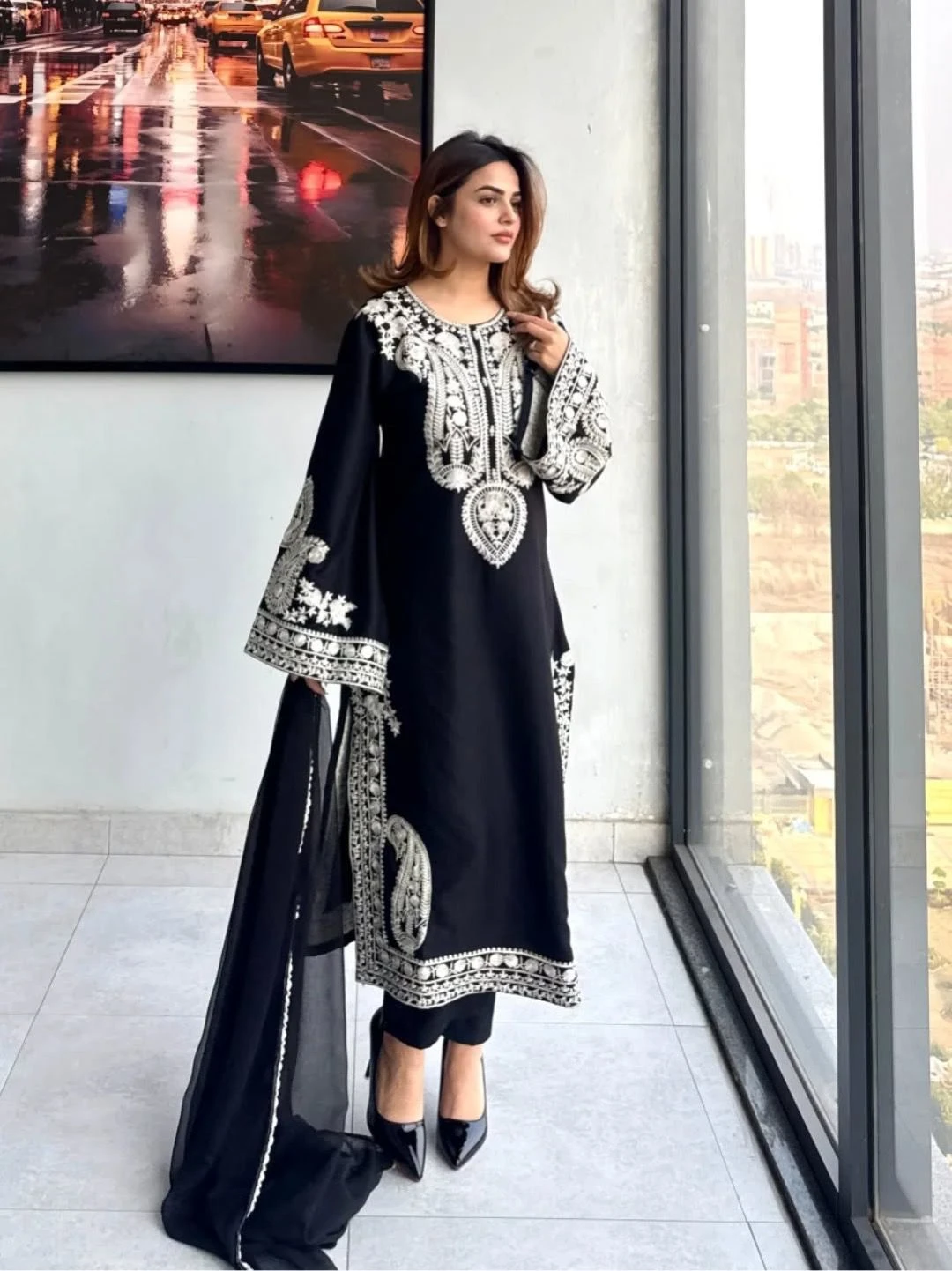 Designer Organza Silk Palazzo Set
