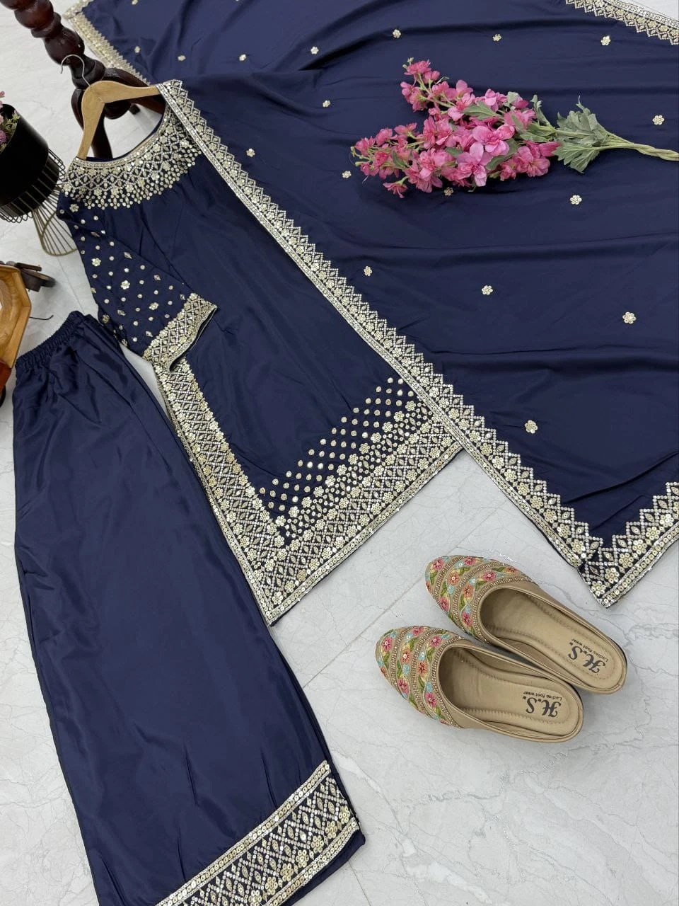 Designer Party Wear Sharara Suit Set