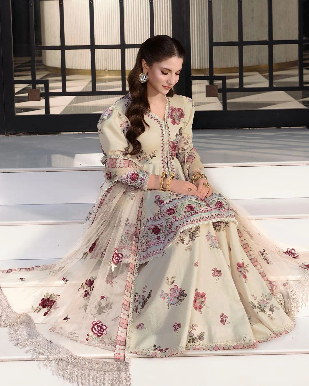 Designer Peplum Sharara Palazzo Set With Dupatta
