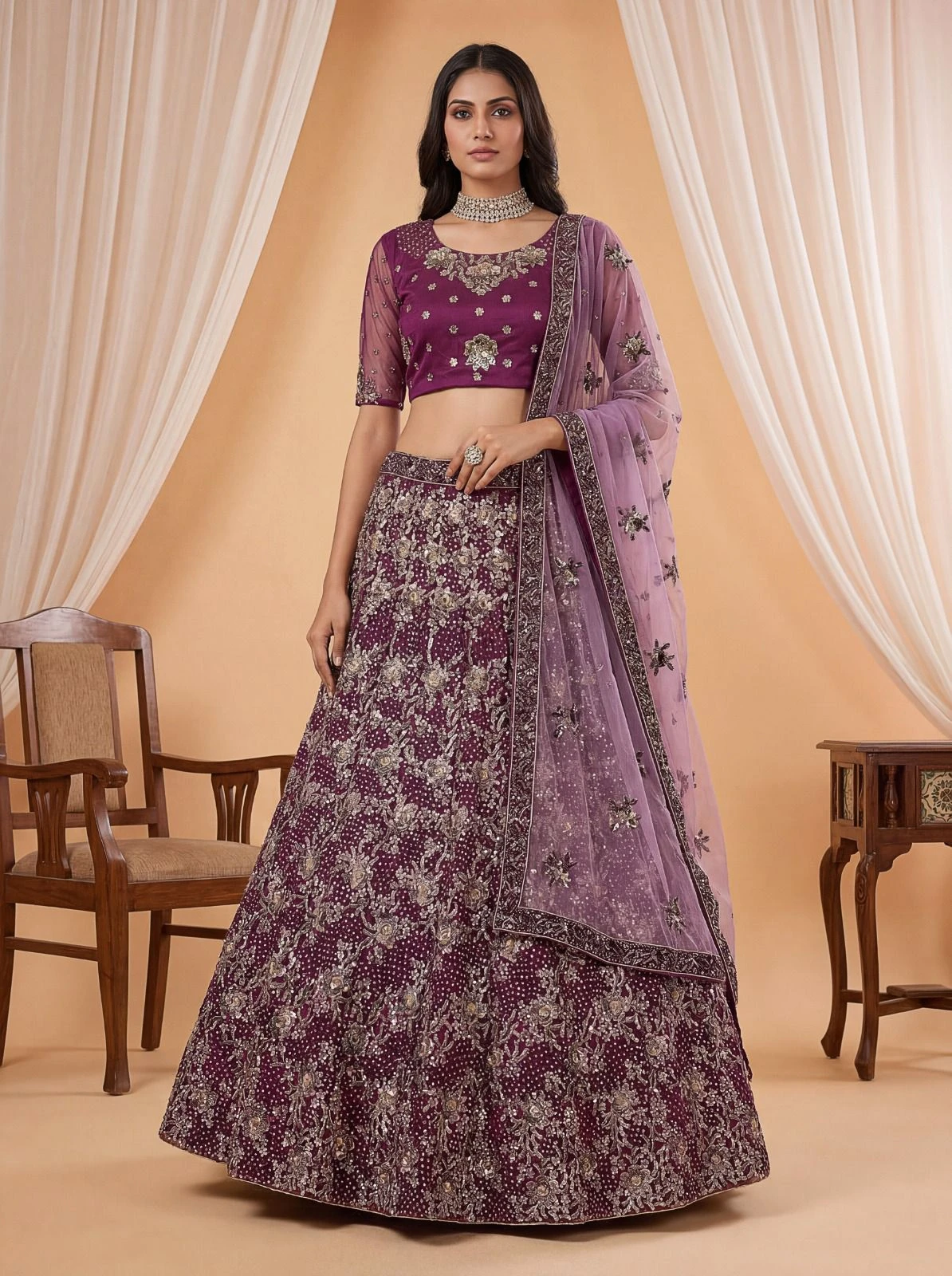 Designer Sequins Embroidered Lehenga Choli