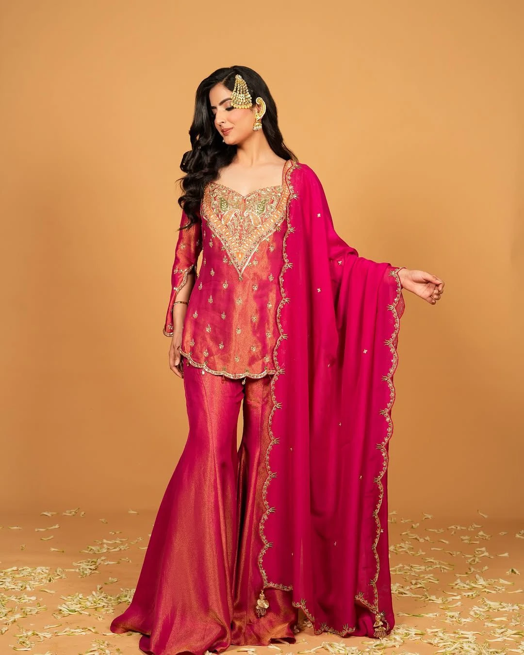 Designer Simar Silk Embroidery Work Top Bottom And Dupatta Set