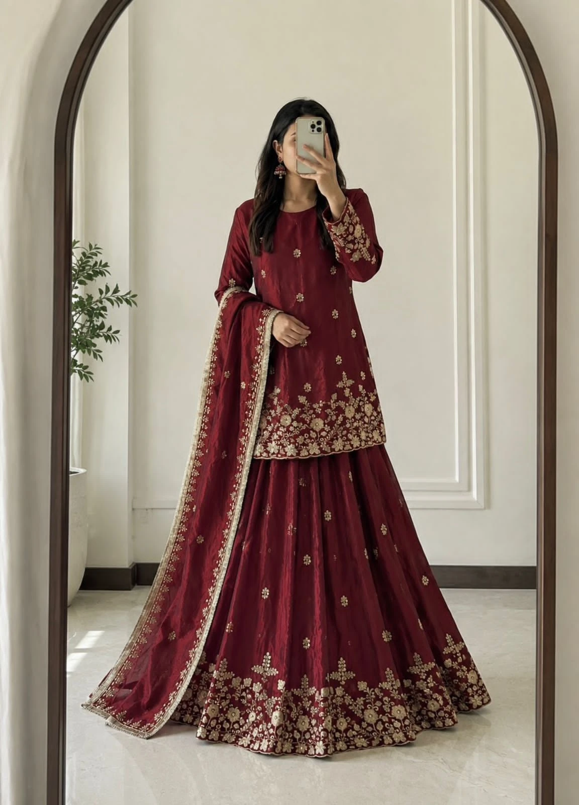 Designer Two Tone Fandy Silk Lehenga Set
