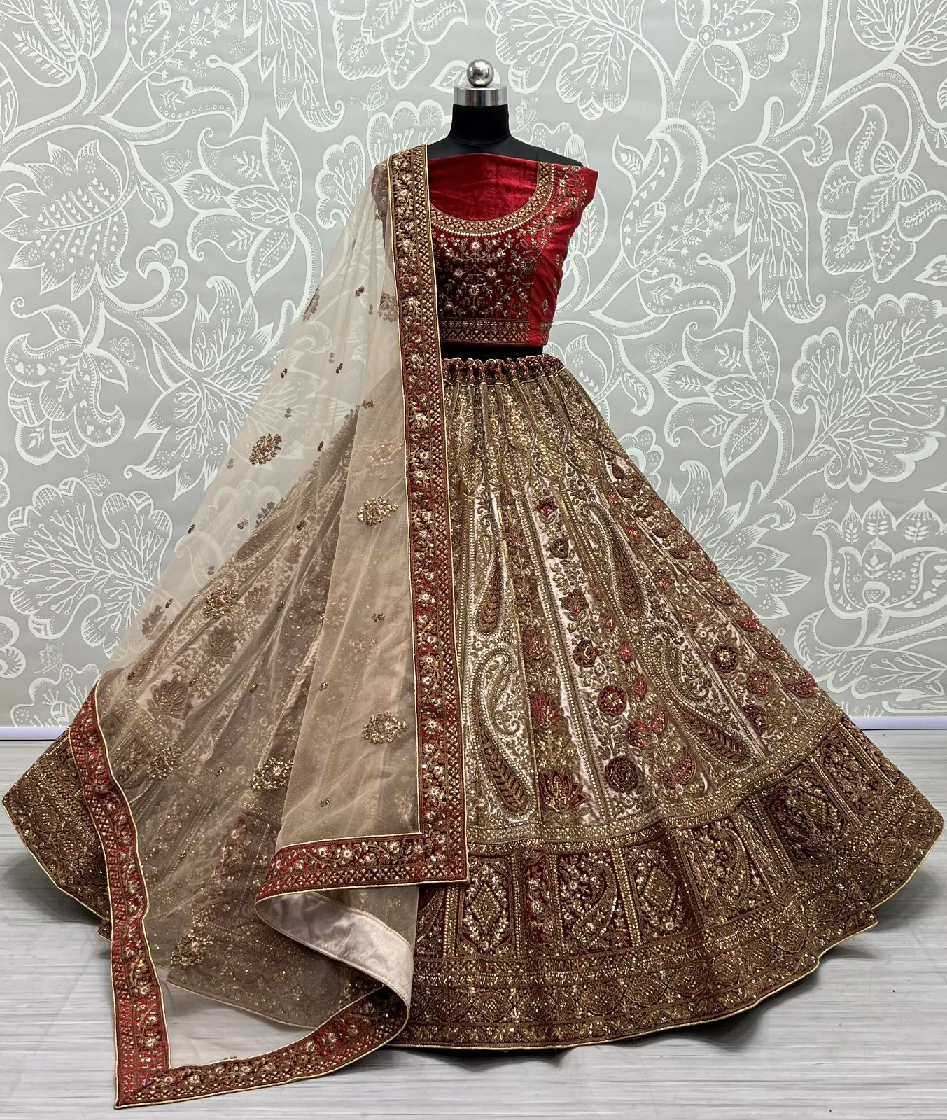 Designer Velvet Bridal Lehenga Choli Collection 2431