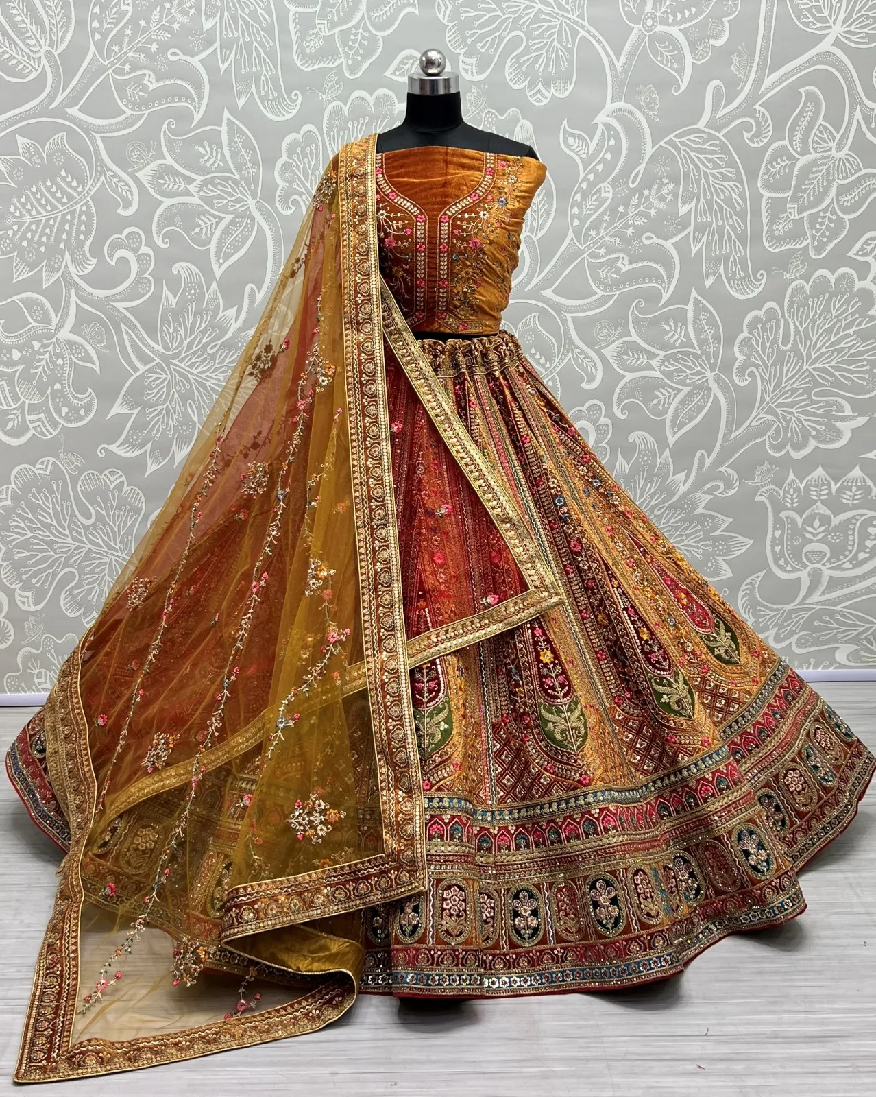 Designer Velvet Bridal Lehenga Choli Collection 2433
