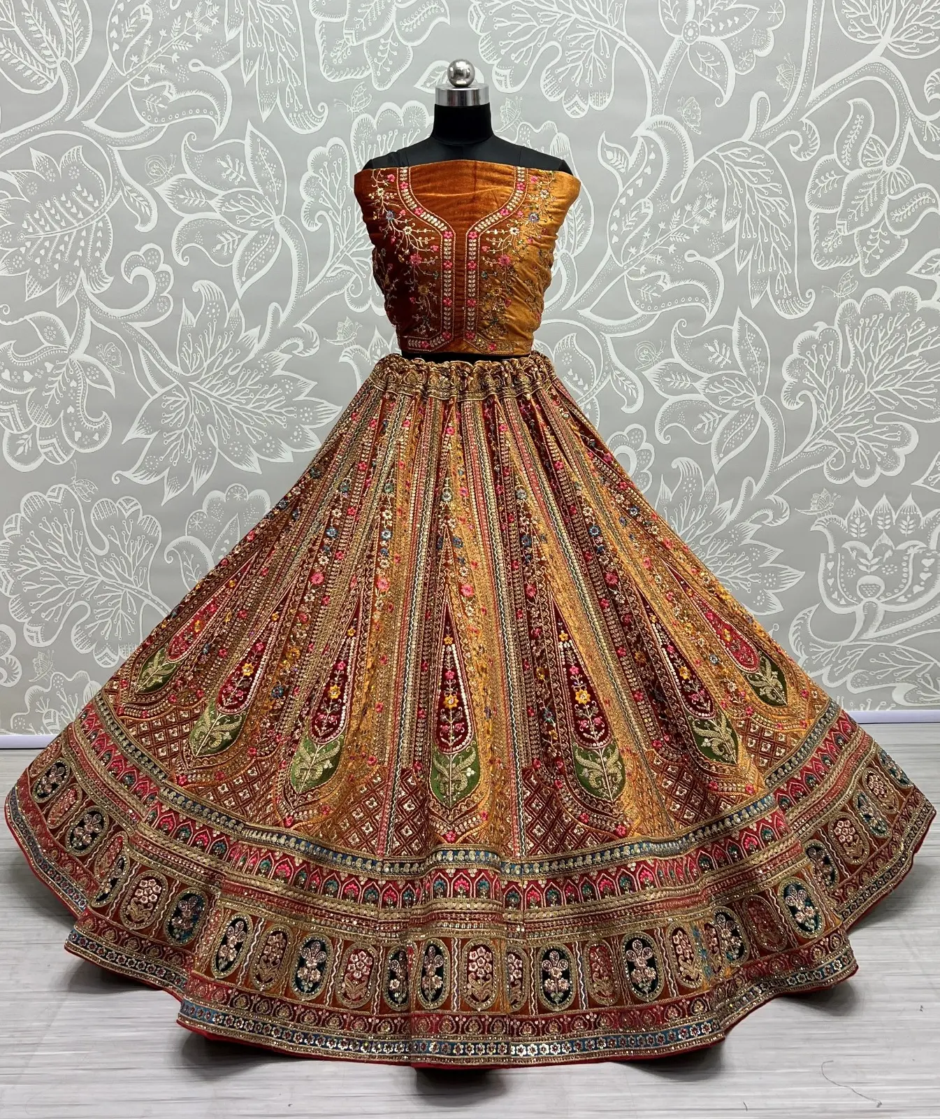 Designer Velvet Bridal Lehenga Choli Collection 2433