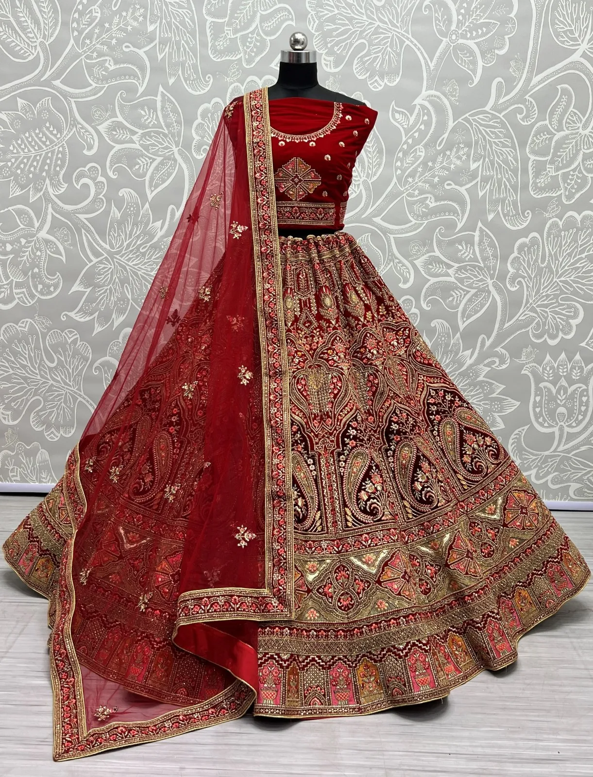 Designer Velvet Bridal Lehenga Choli Collection 2435