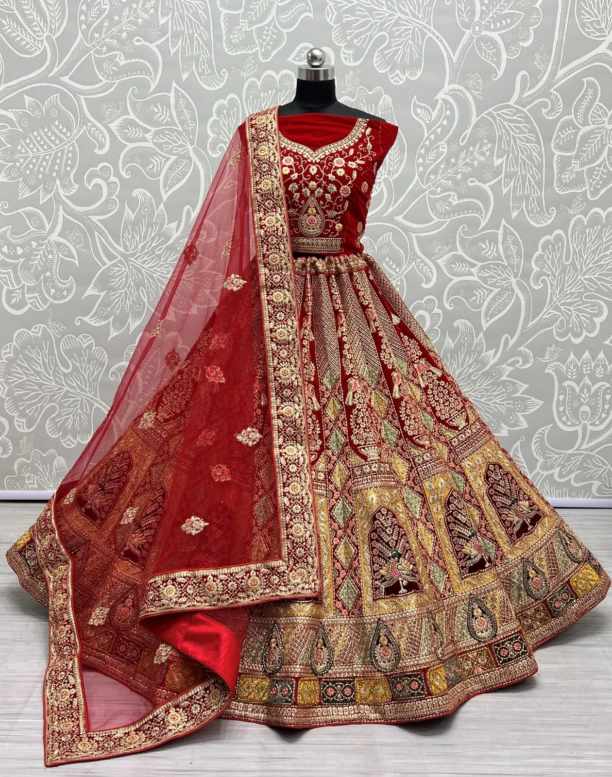 Designer Velvet Bridal Lehenga Choli Collection 2440