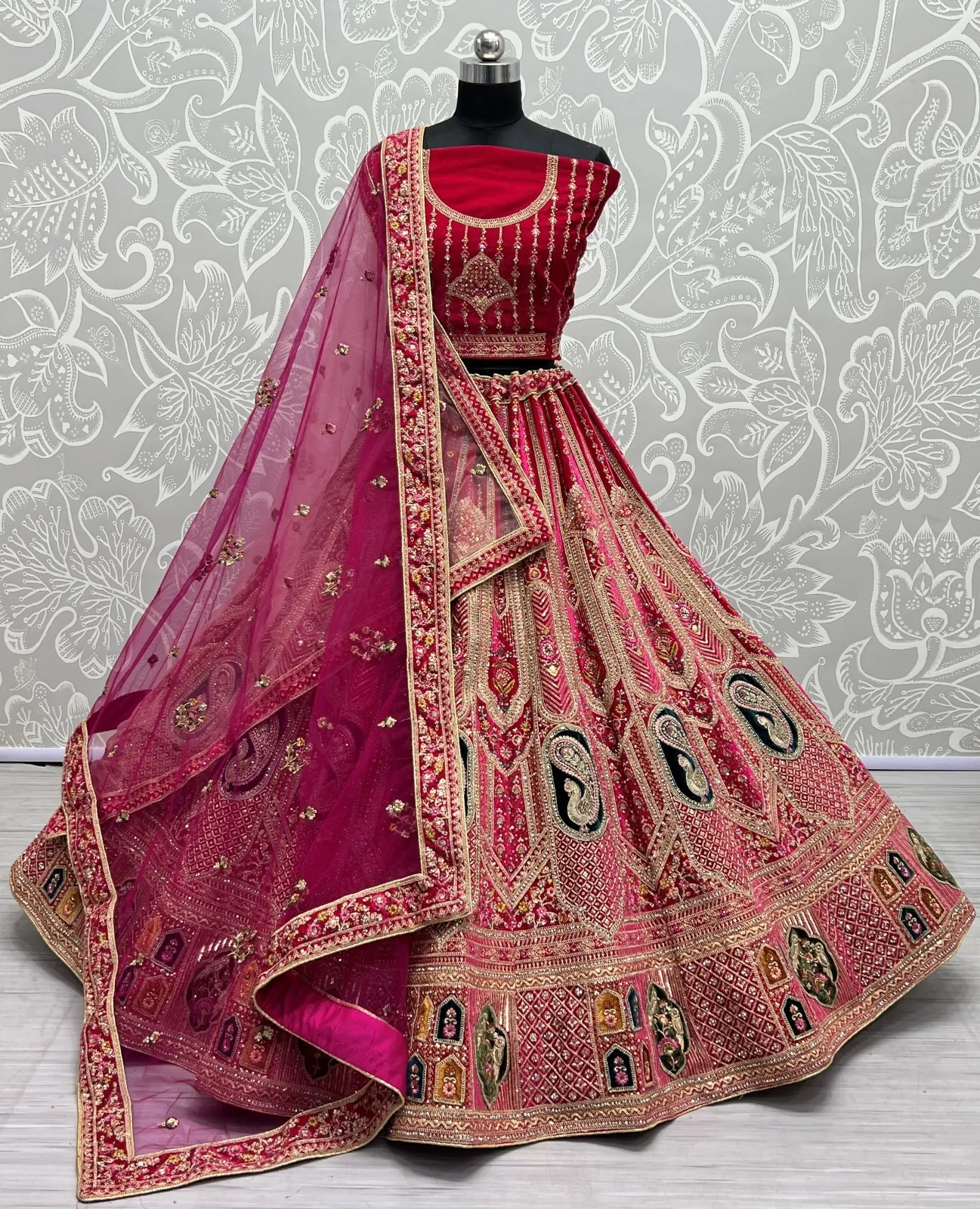 Designer Velvet Bridal Lehenga Choli Collection 2454