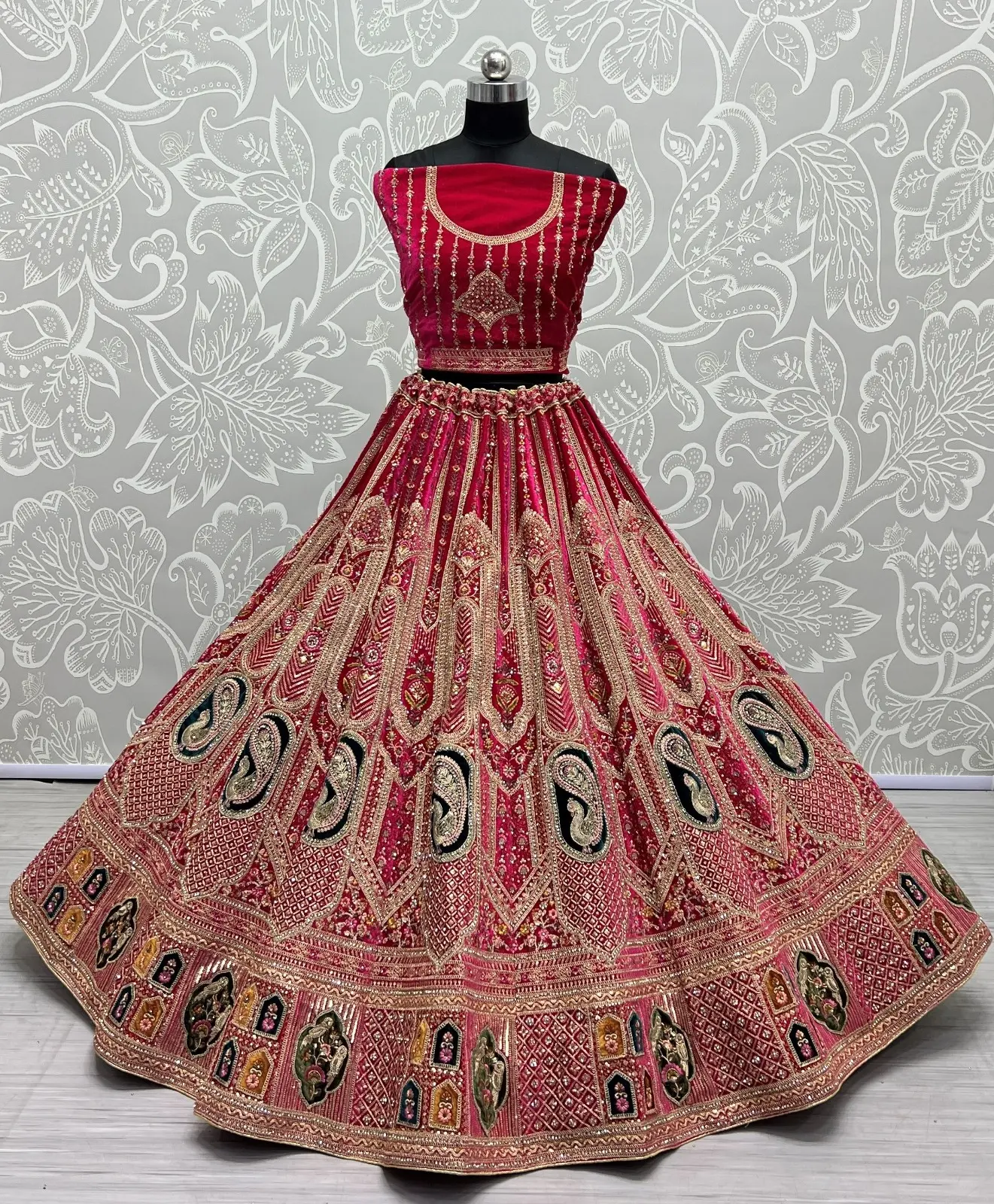 Designer Velvet Bridal Lehenga Choli Collection 2454