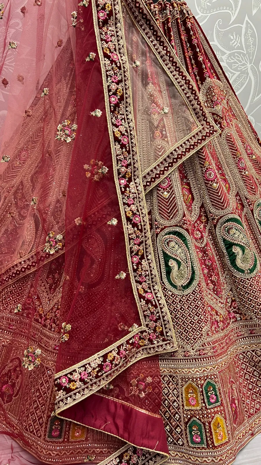 Designer Velvet Bridal Lehenga Choli Collection 2454