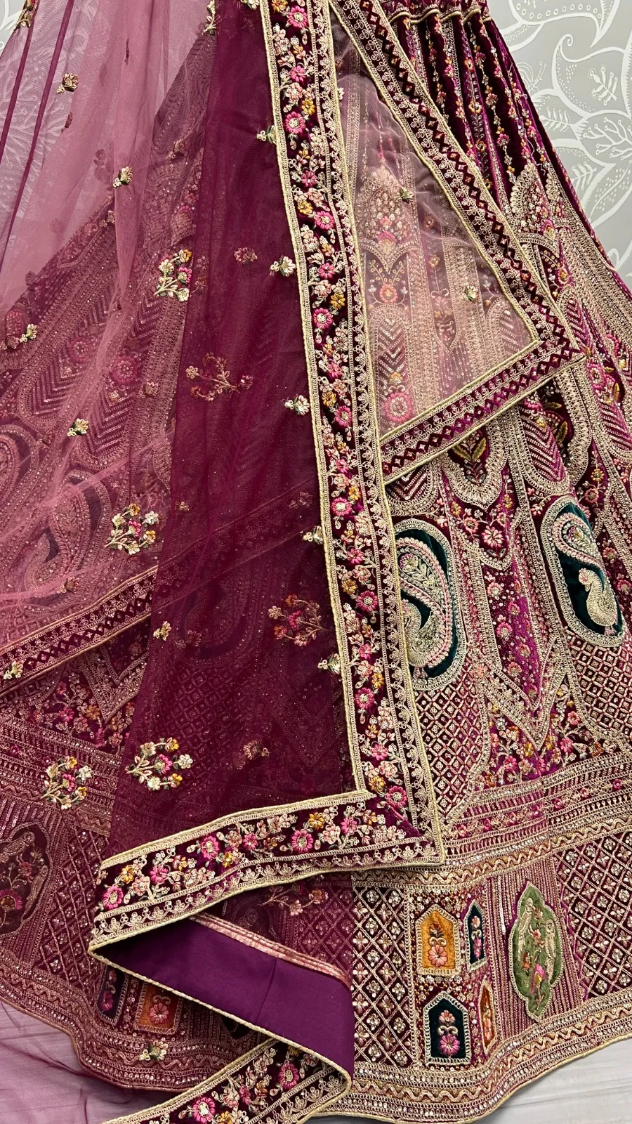 Designer Velvet Bridal Lehenga Choli Collection 2454