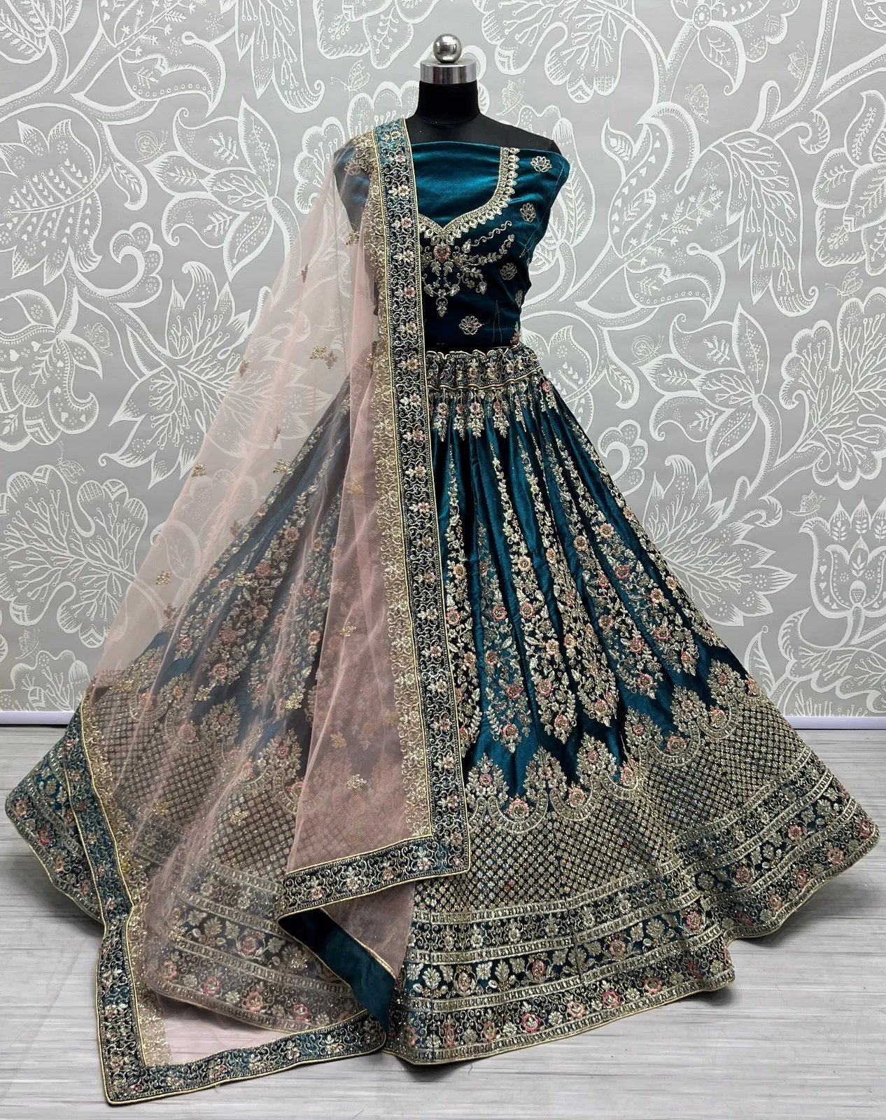 Designer Velvet Embroidered Lehenga Choli 2407 Collection