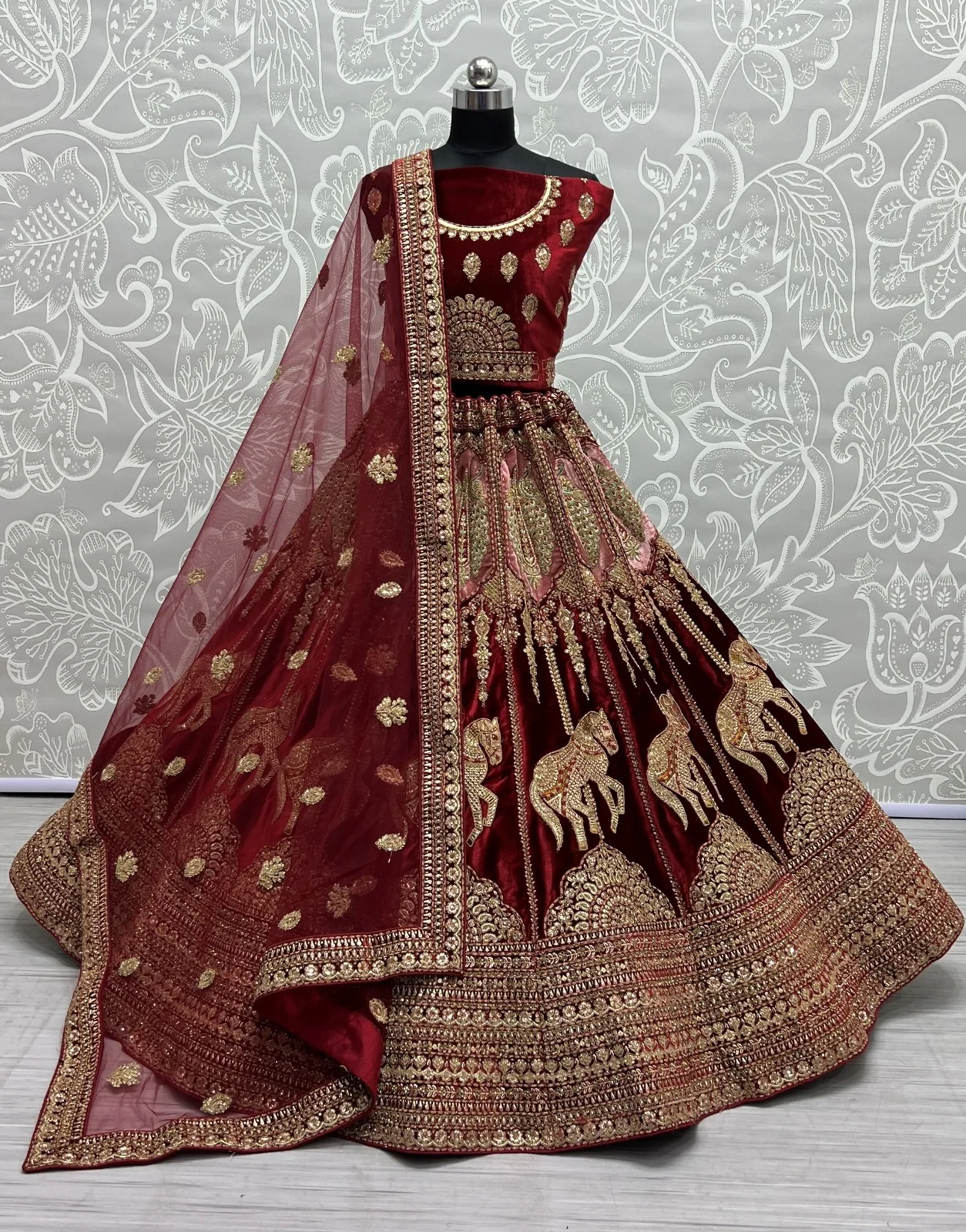 Designer Velvet Embroidered Lehenga Choli 2429 Collection