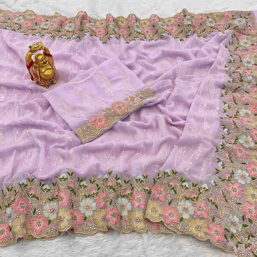 Ds 640 Georgette Sequence Worked Saree Collection