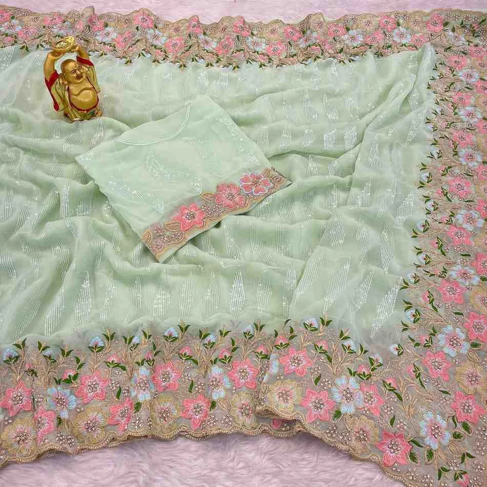 Ds 640 Georgette Sequence Worked Saree Collection