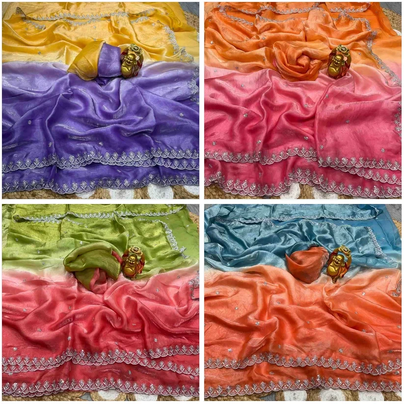 Ds 768 Space Silk Sequence Worked Saree Collection