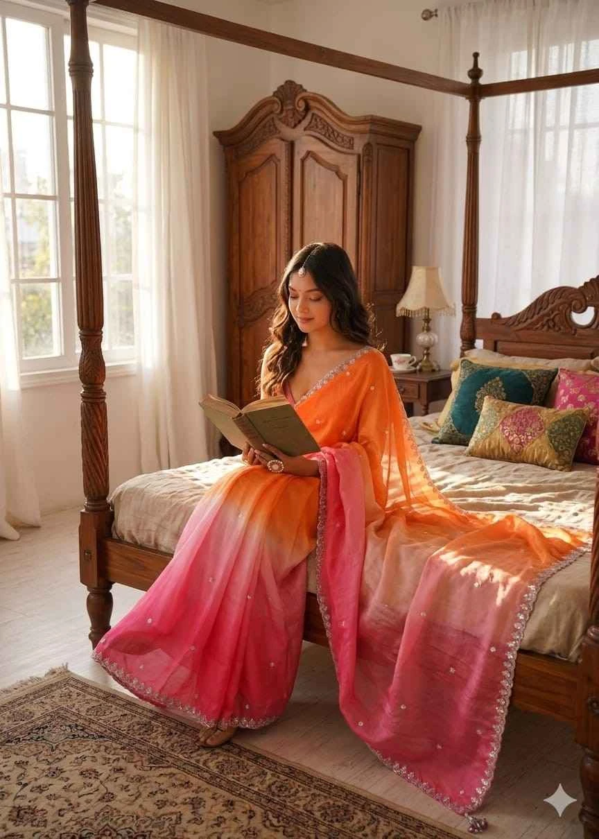 Ds 768 Space Silk Sequence Worked Saree Collection