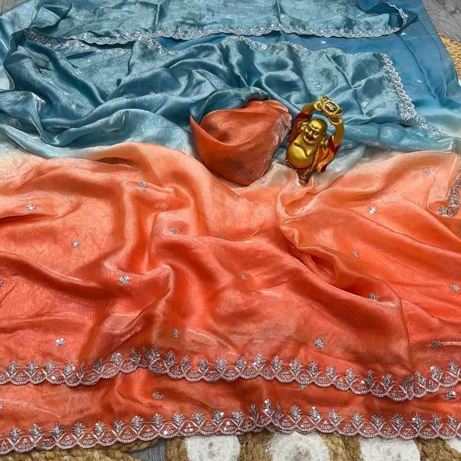 Ds 768 Space Silk Sequence Worked Saree Collection