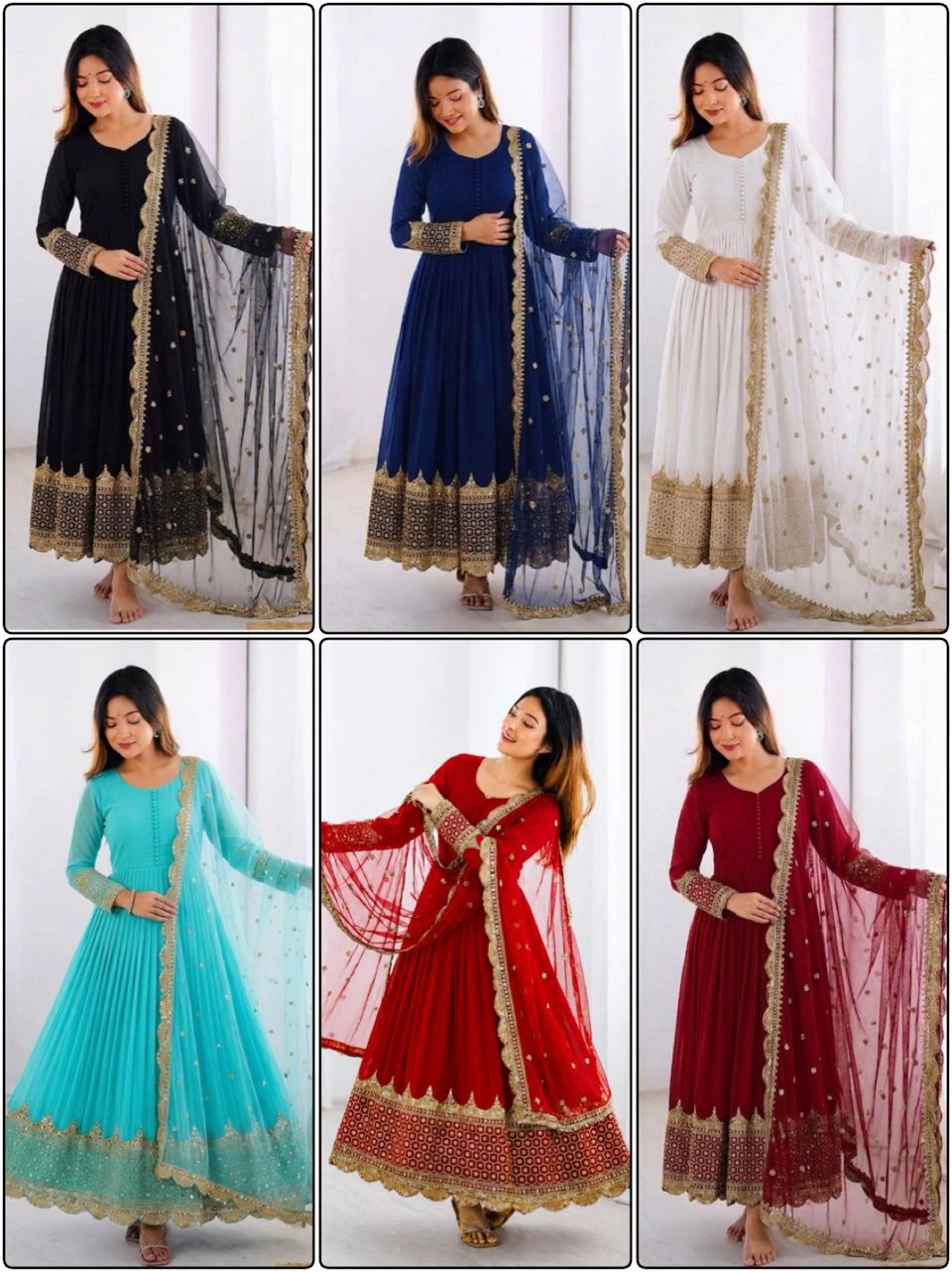 Elegant Embroidered Sequence Designer Anarkali Gown With Dupatta
