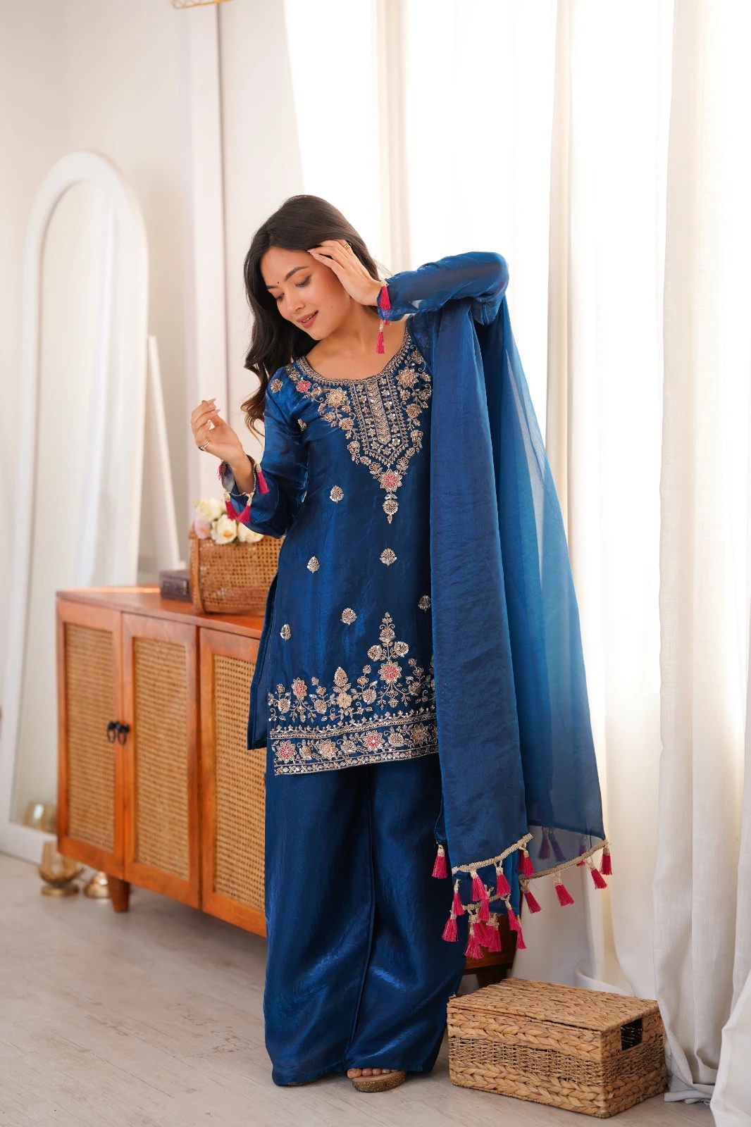 Ethnic Dress Collection Fendi Silk Salwar Suit