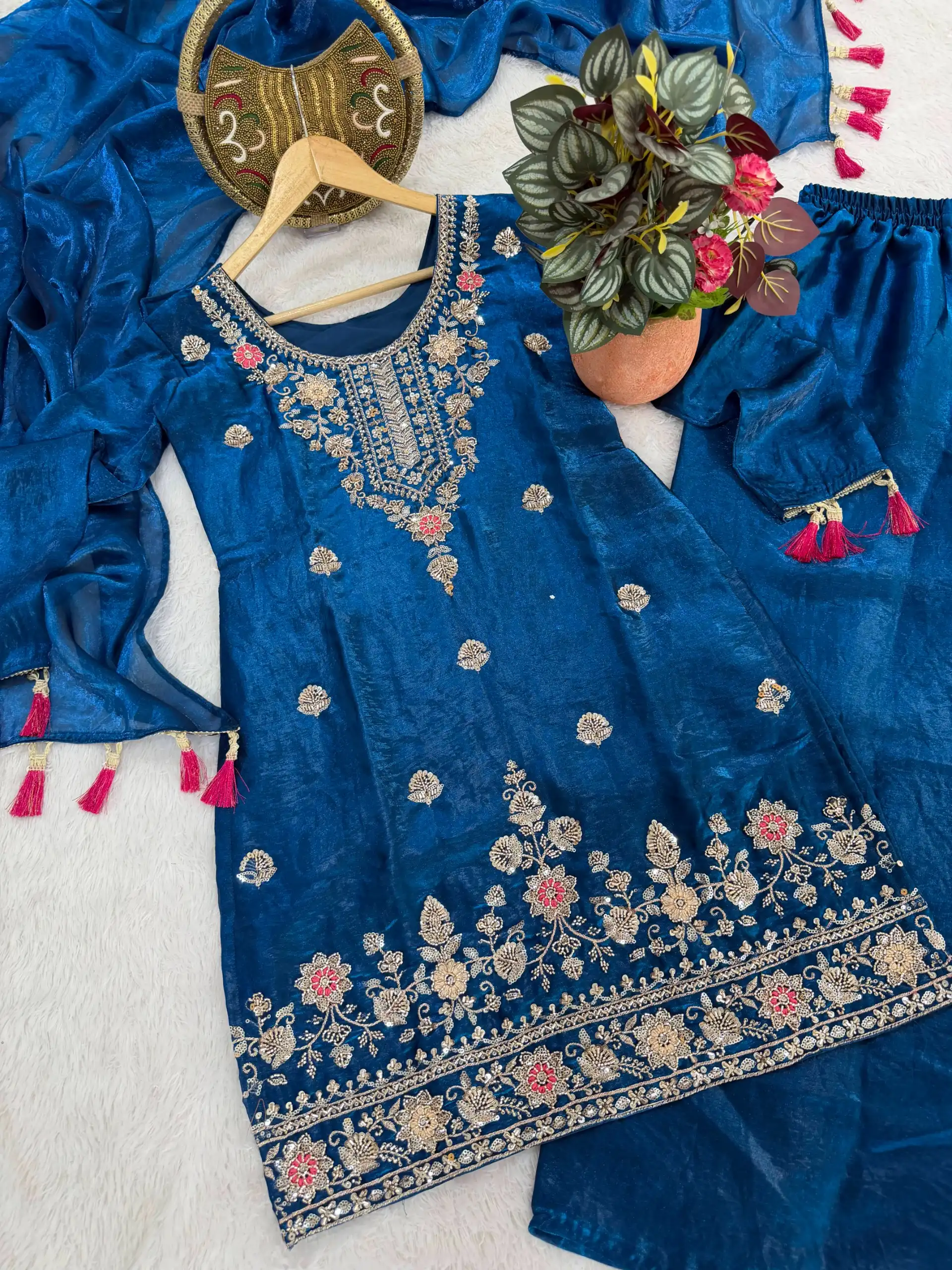 Ethnic Dress Collection Fendi Silk Salwar Suit