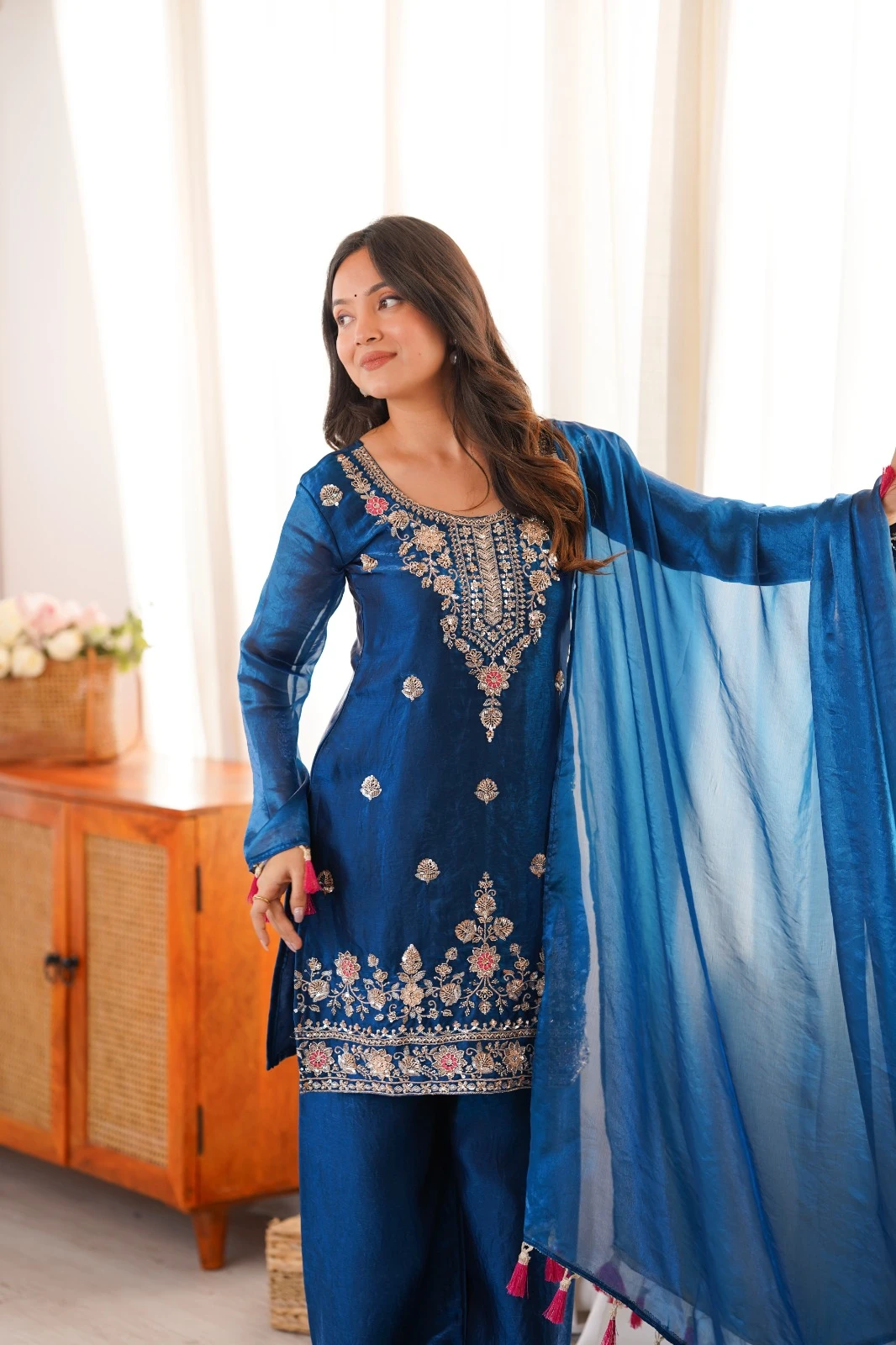 Ethnic Dress Collection Fendi Silk Salwar Suit