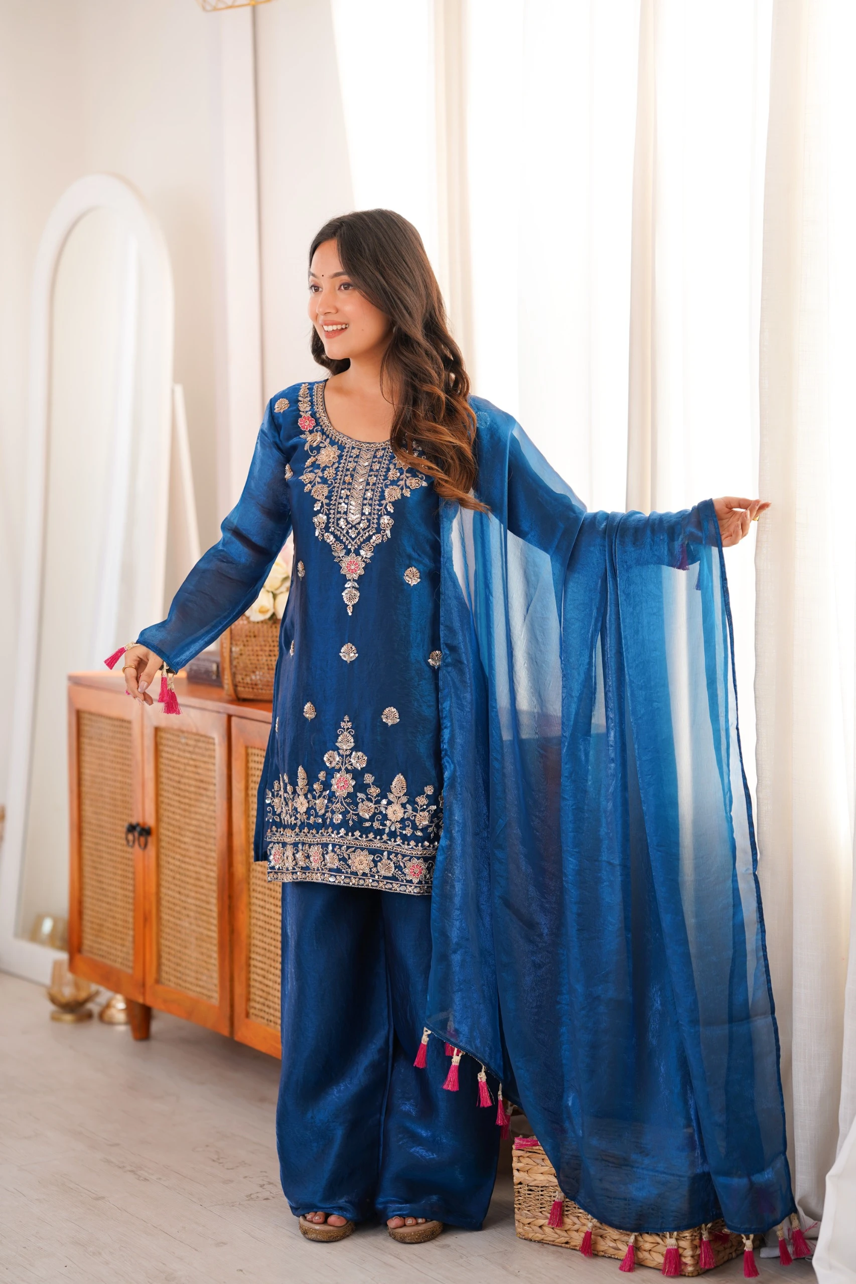 Ethnic Dress Collection Fendi Silk Salwar Suit