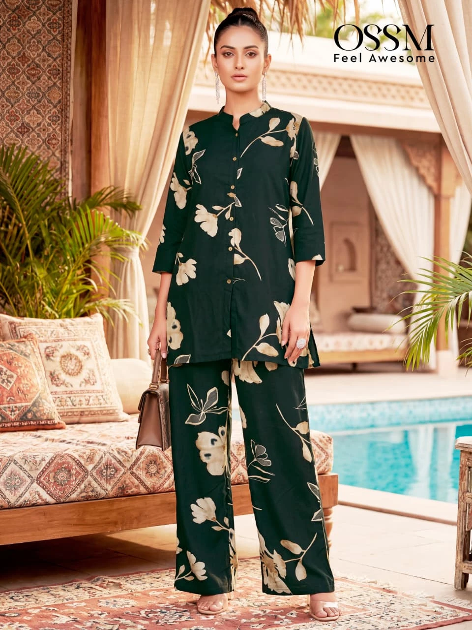 Glamour Rayon Discharge Print Co-Ord Set With Palazzo