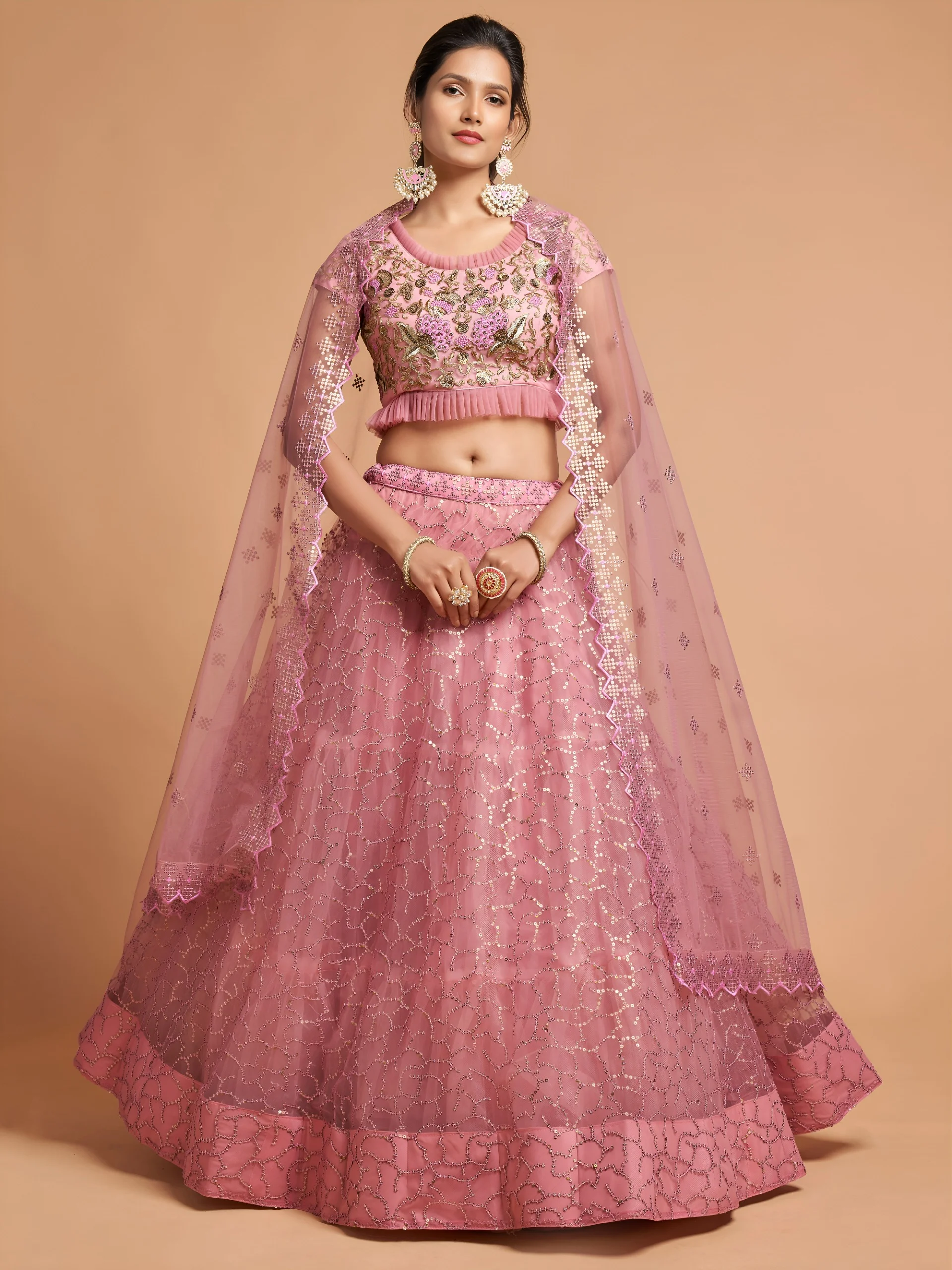 Graceful Pink Sequins Embroidered Lehenga Choli 7313-Pink