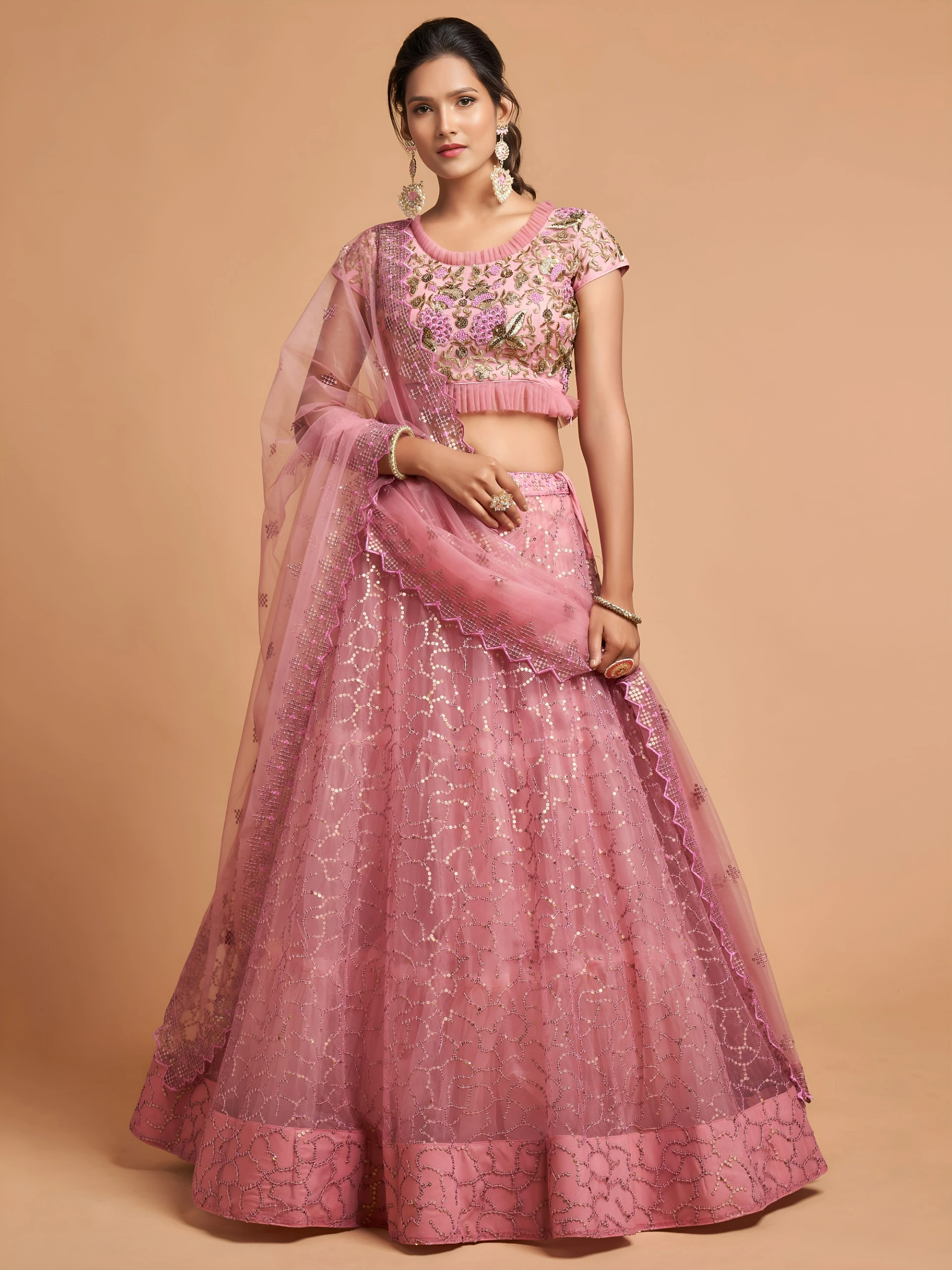 Graceful Pink Sequins Embroidered Lehenga Choli 7313-Pink