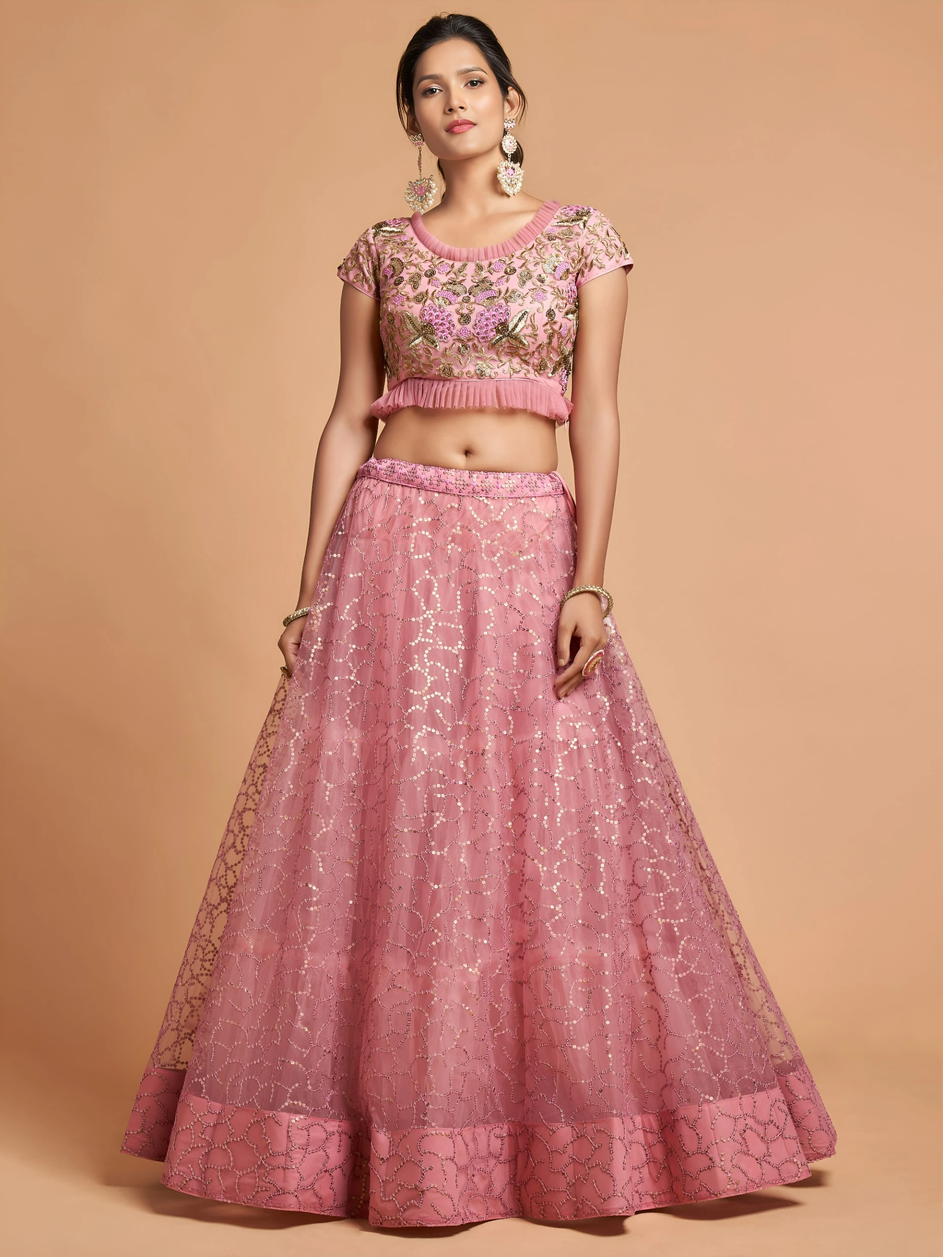 Graceful Pink Sequins Embroidered Lehenga Choli 7313-Pink