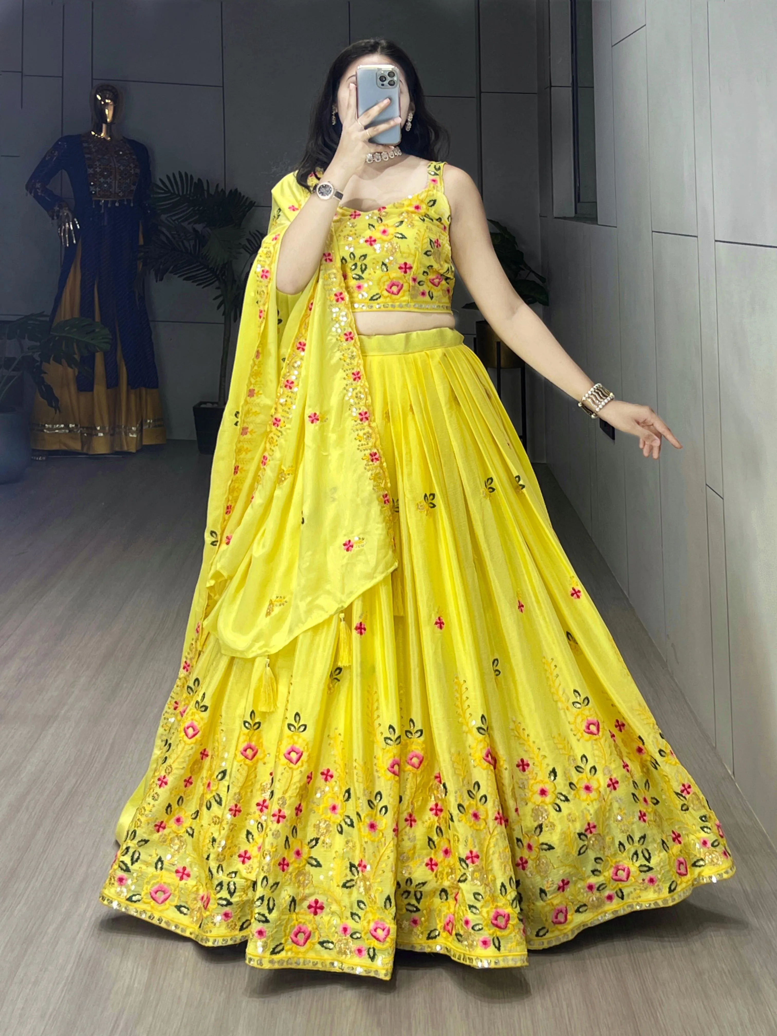 GRTN Classical Yellow Embroidery Lehenga Collection
