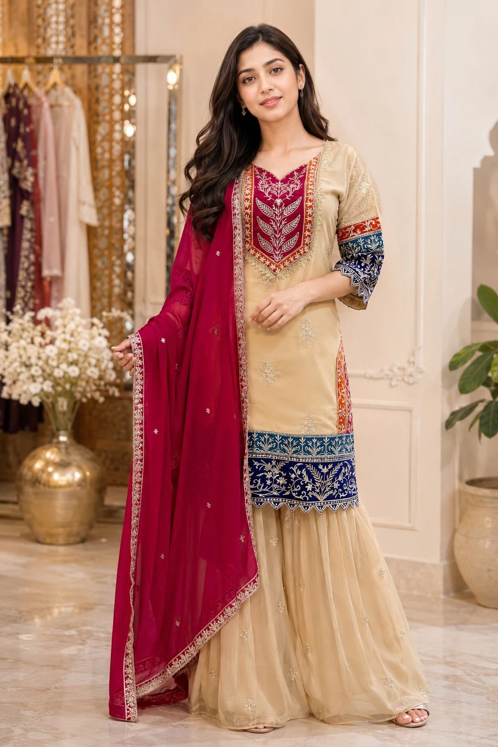 Heavy Rangoli Silk Embroidered Suit Set ST-1191