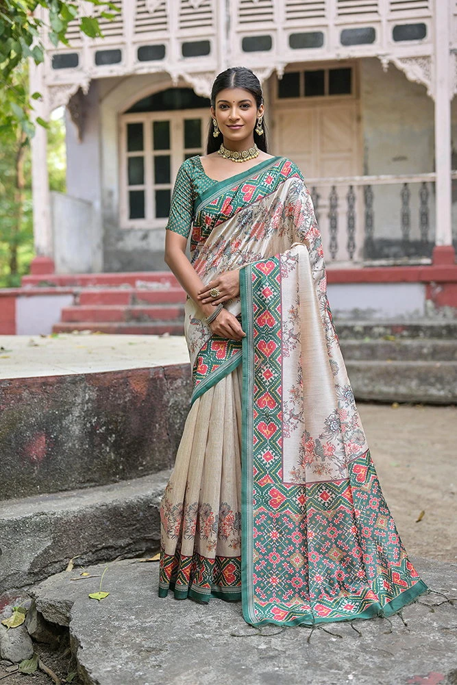 Jf 2275 Soft Tussar Silk Floral Printed Saree Collection